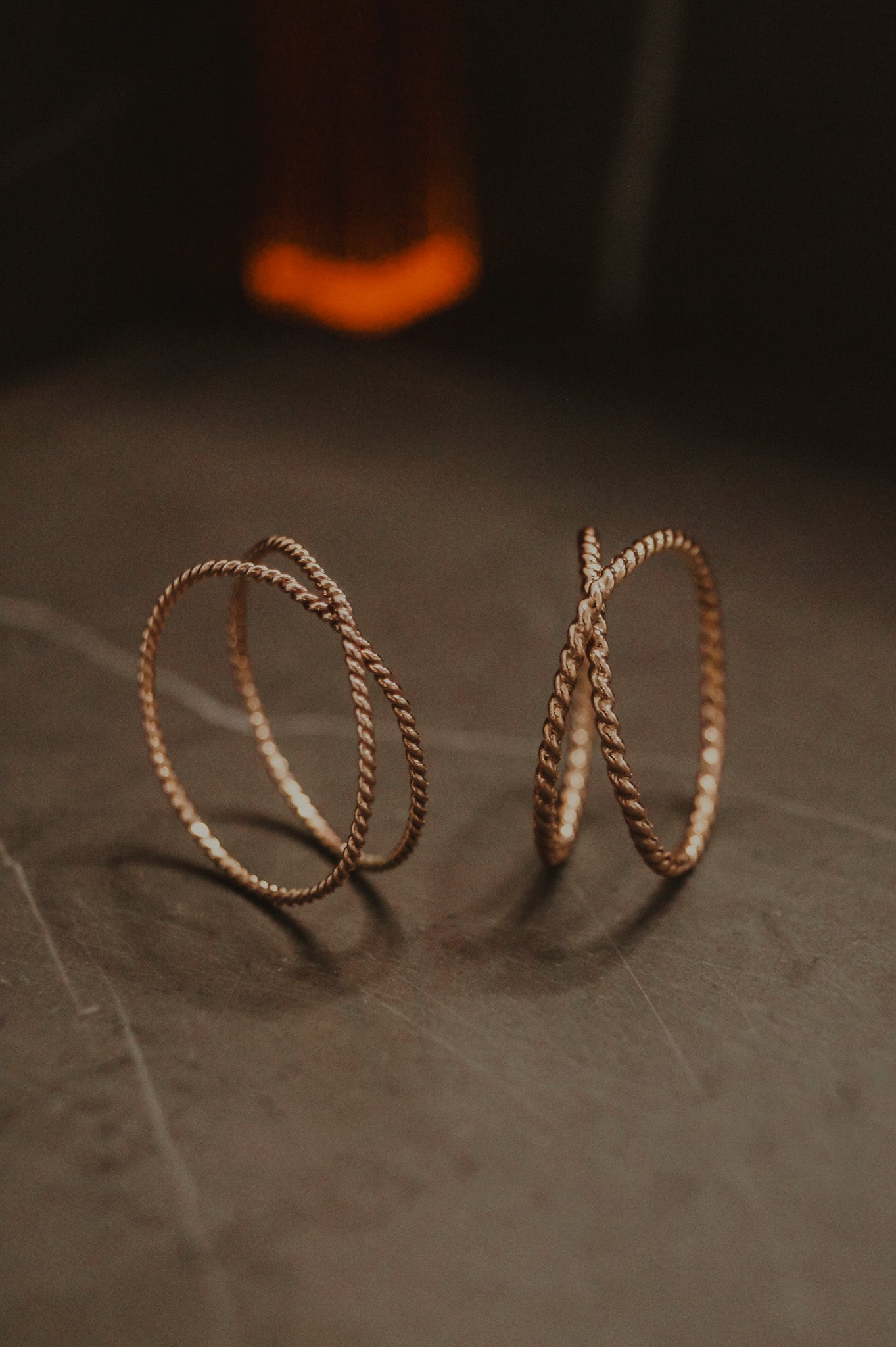 Twist X-Ring, Solid 14K Rose Gold