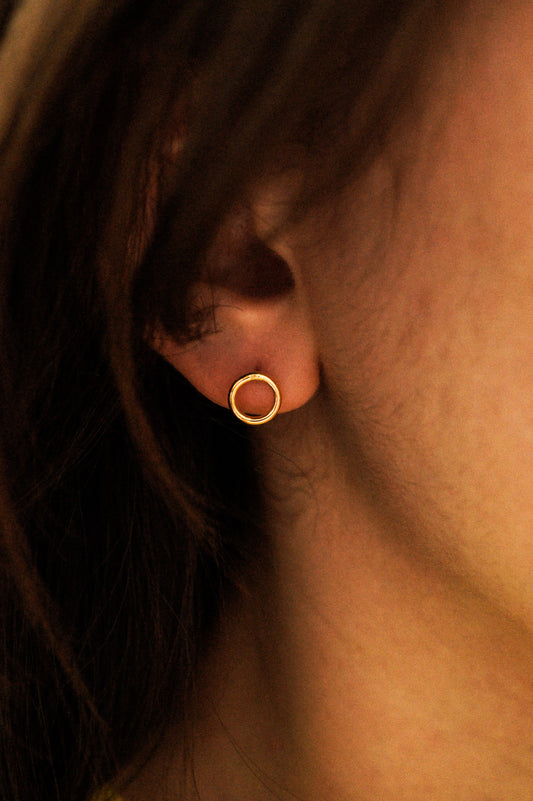 Open Circle Stud Earrings, Gold Fill, Rose Gold Fill, or Sterling Silver