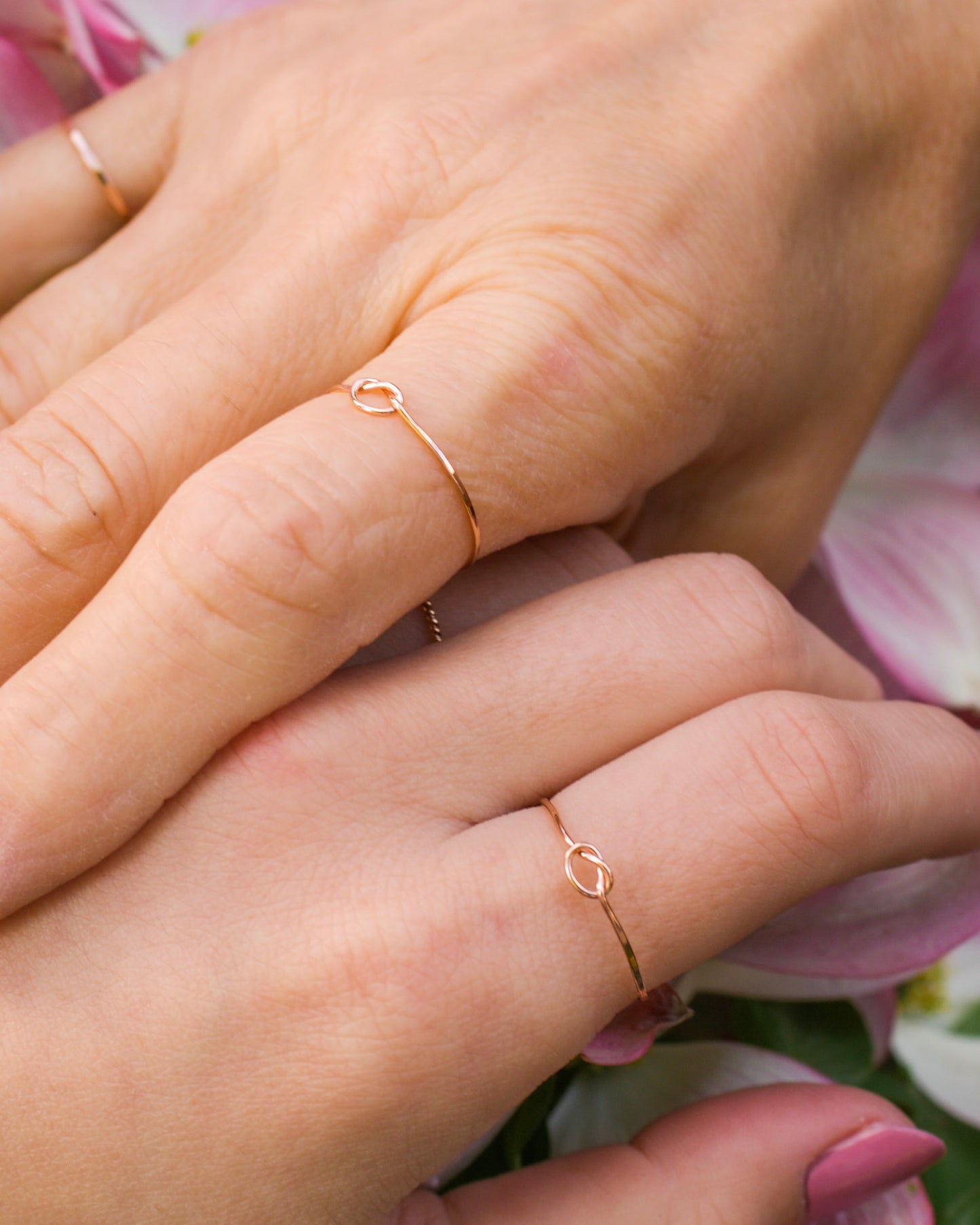 Open Knot Ring, Solid 14K Rose Gold