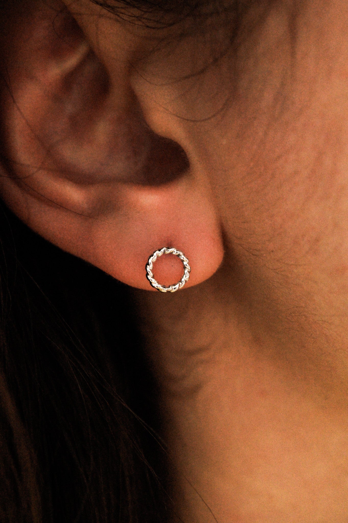 Twist Open Circle Stud Earrings, Gold Fill, Rose Gold Fill, or Sterling Silver