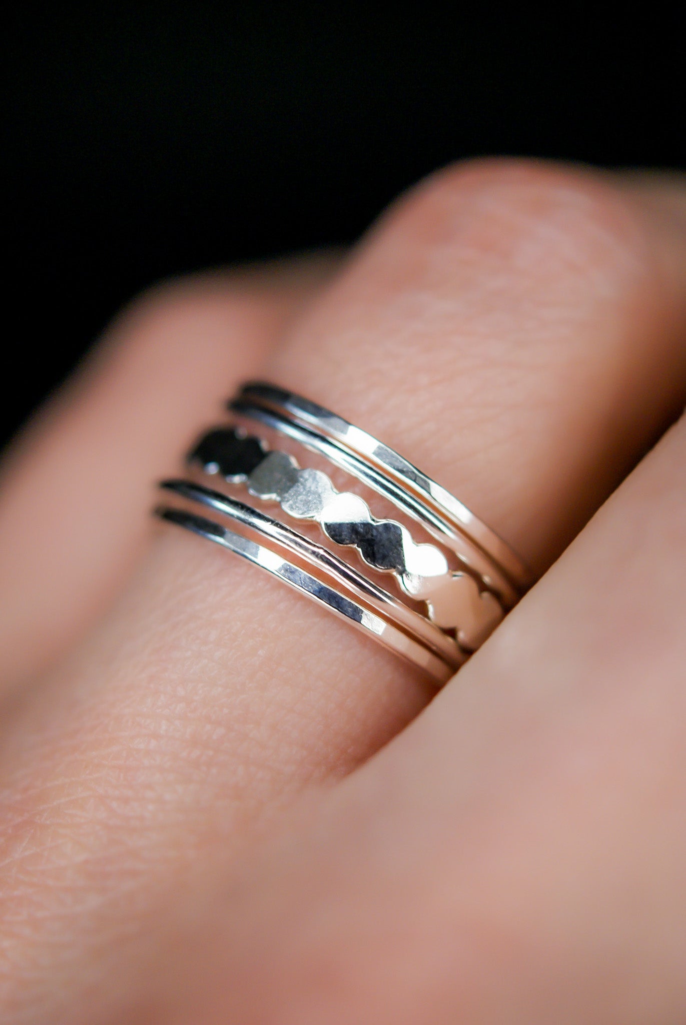 The Classic Bead Set of 5 Stacking Rings, Gold Fill, Rose Gold Fill or Sterling Silver