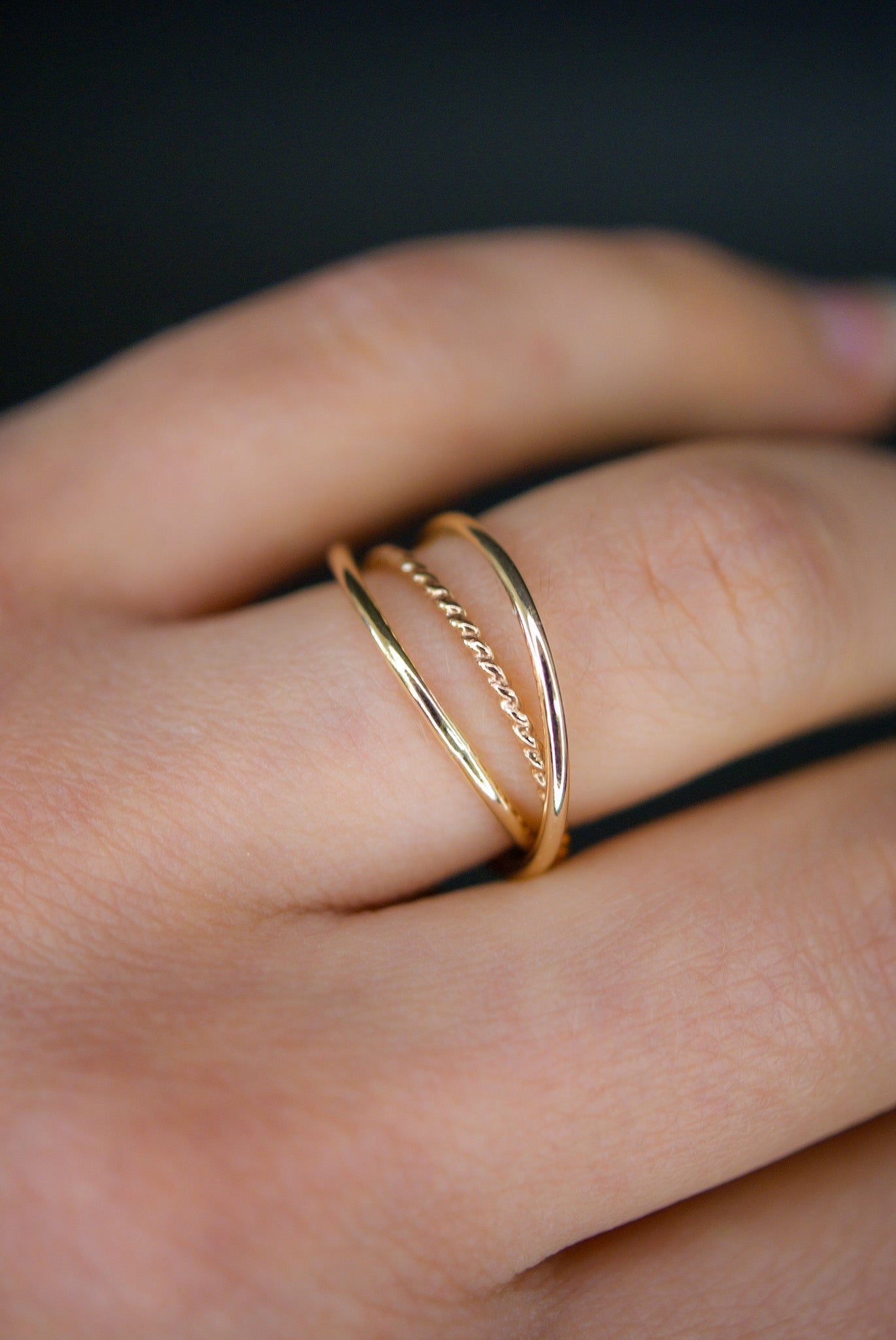 Twist Interlocking Set of 3 Rings, 14K Gold Fill
