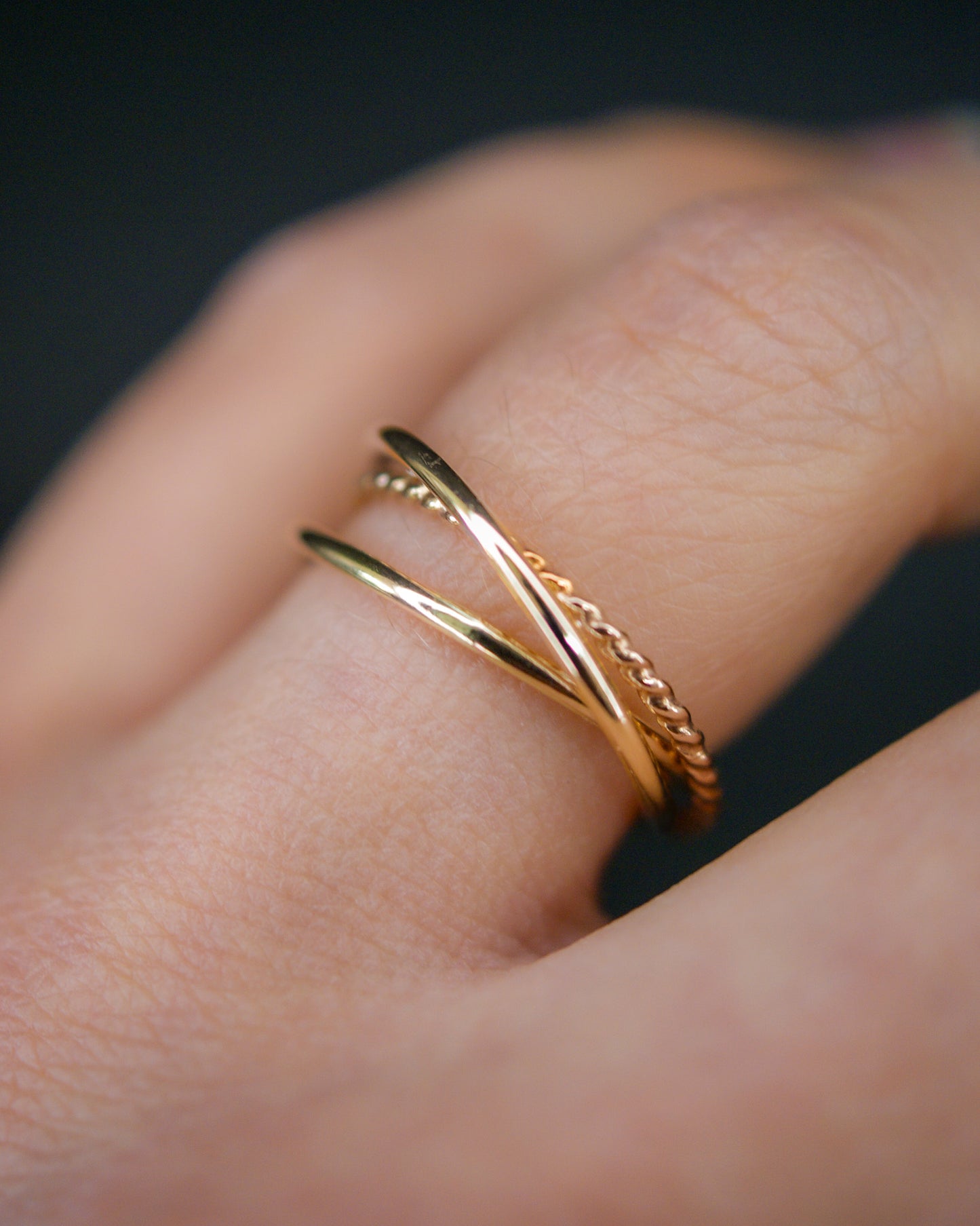 Twist Interlocking Set of 3 Rings, 14K Gold Fill
