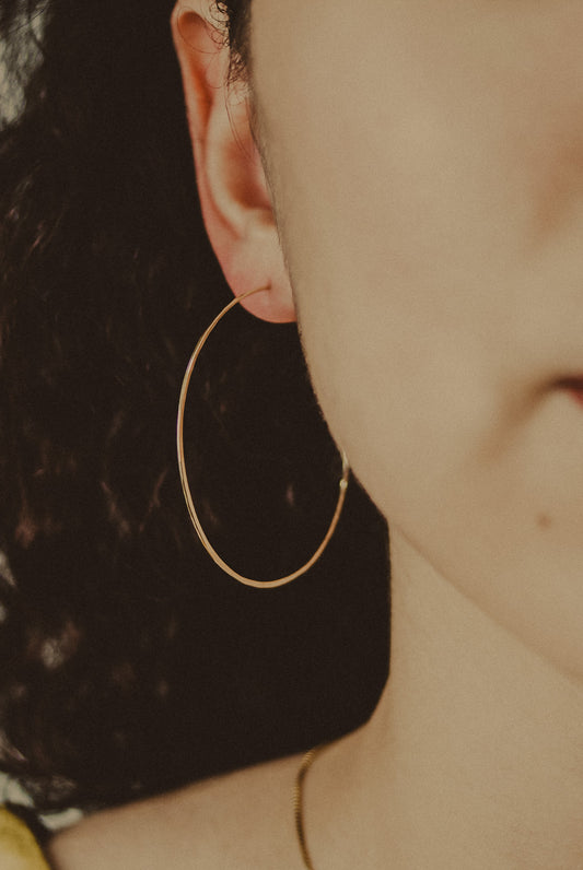 Classic Threader Hoop Earrings, Gold Fill, Rose Gold Fill, or Sterling Silver