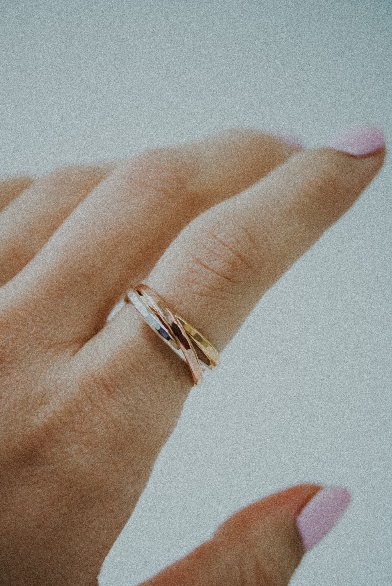 Thick Interlocking Set of 3 Rings, Solid Mixed Metals