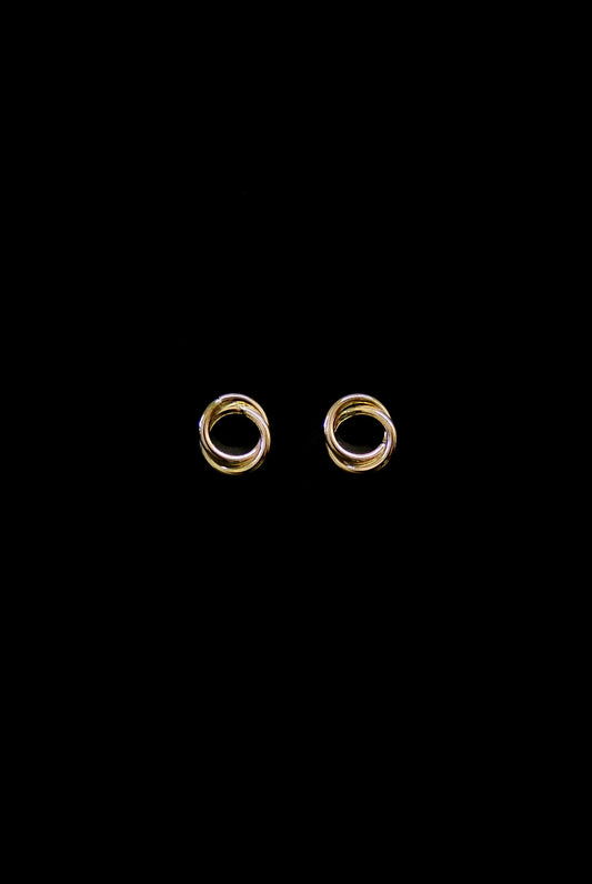 Interlocking Stud Earrings in Solid 14K Gold or Rose Gold