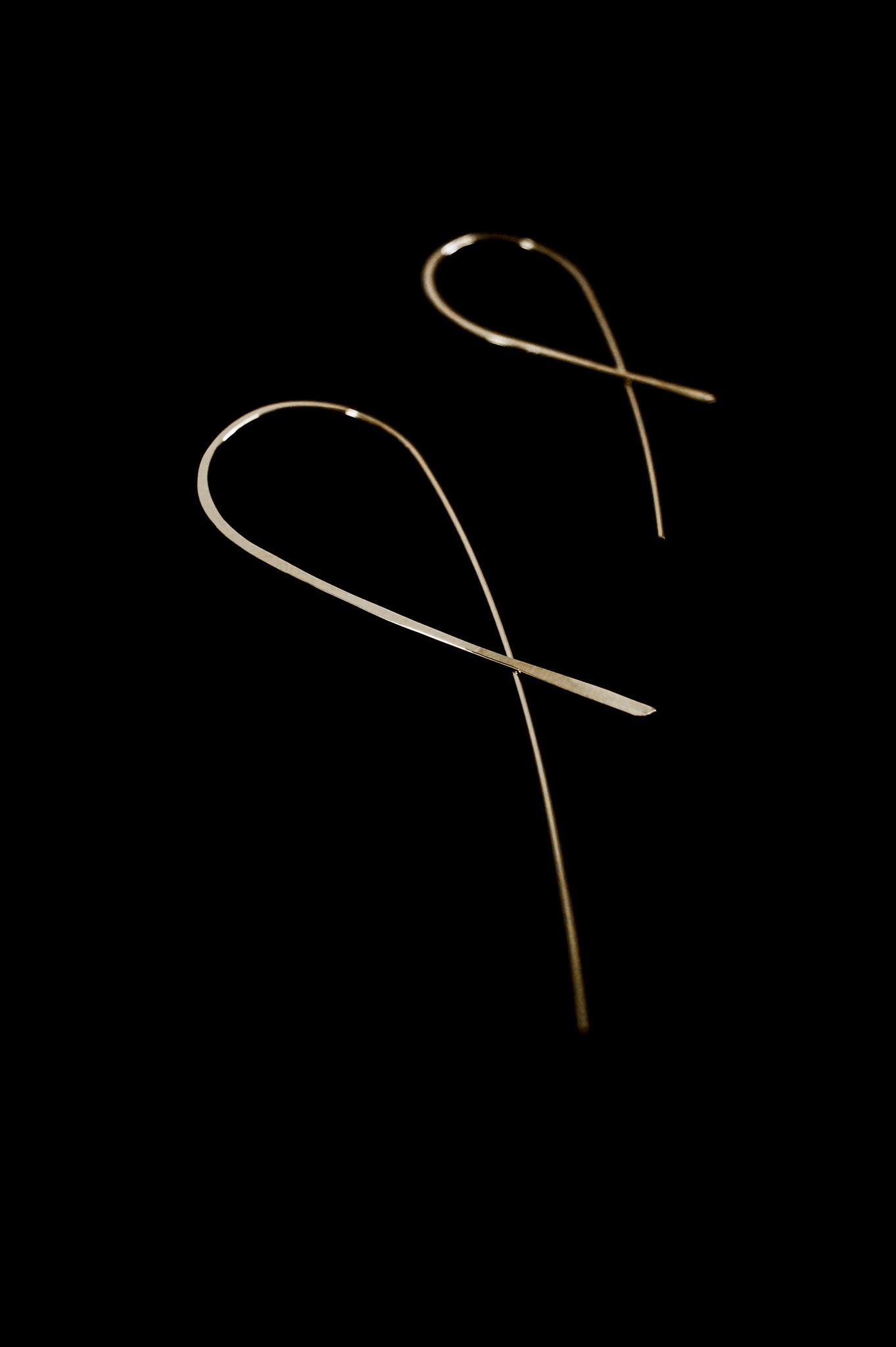 Ribbon Threader Hoop Earrings in Solid 14K Gold, Rose or White Gold