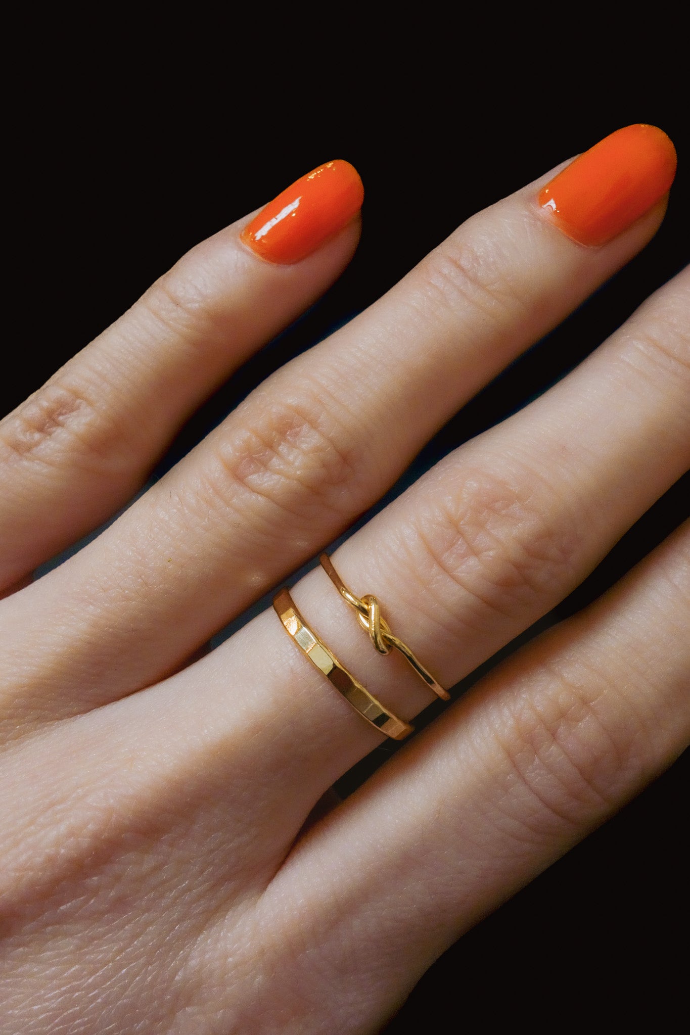 Extra Thick Closed Knot Set of 2 Stacking Rings, Gold Fill, Rose Gold Fill or Sterling Silver