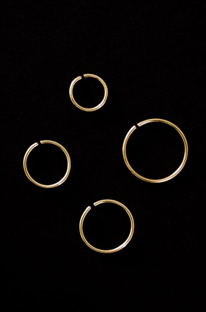 Nose or Lip Ring Huggie Hoop in Solid Gold, Rose Gold or White Gold