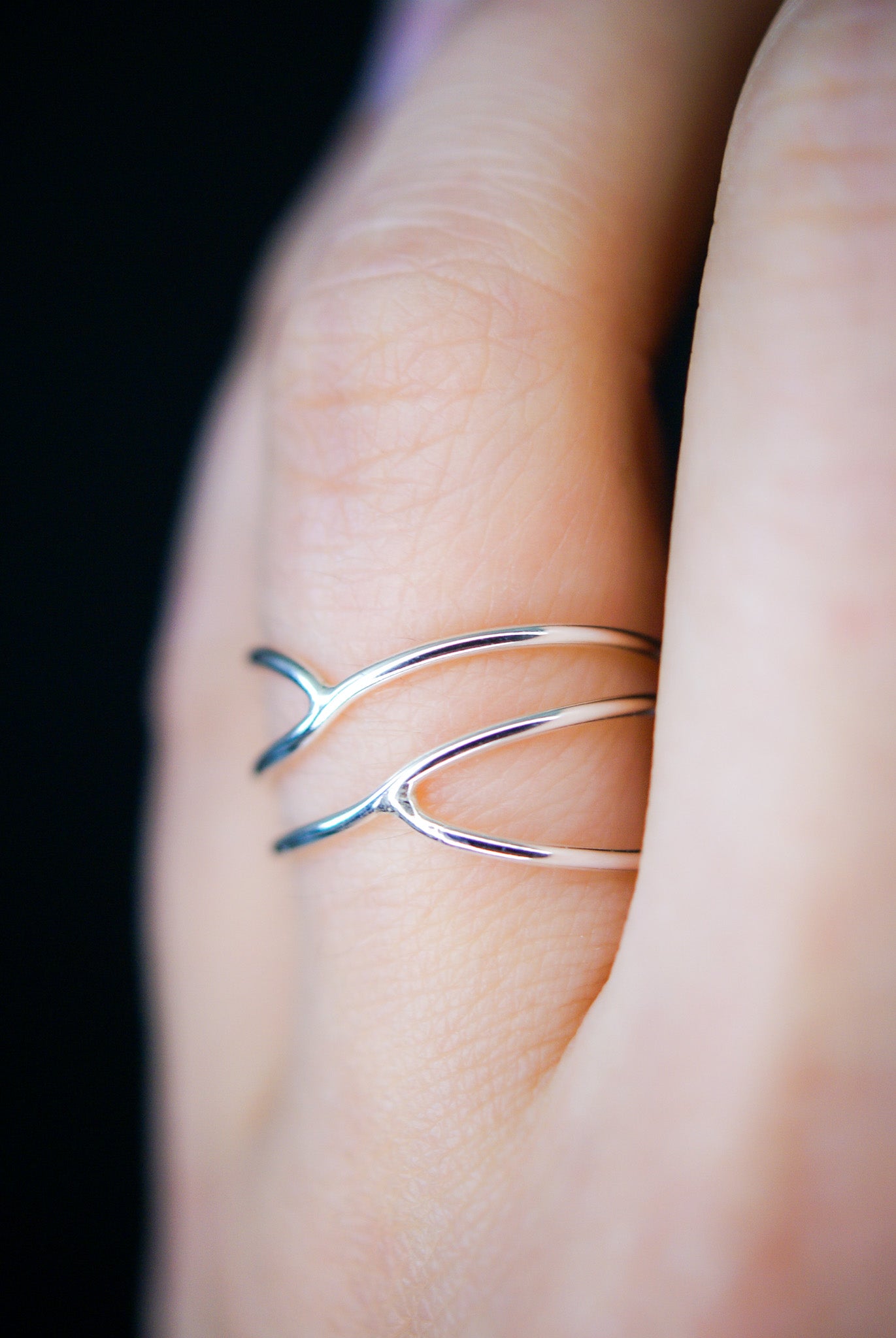 Small Curved Wraparound Ring, Sterling Silver