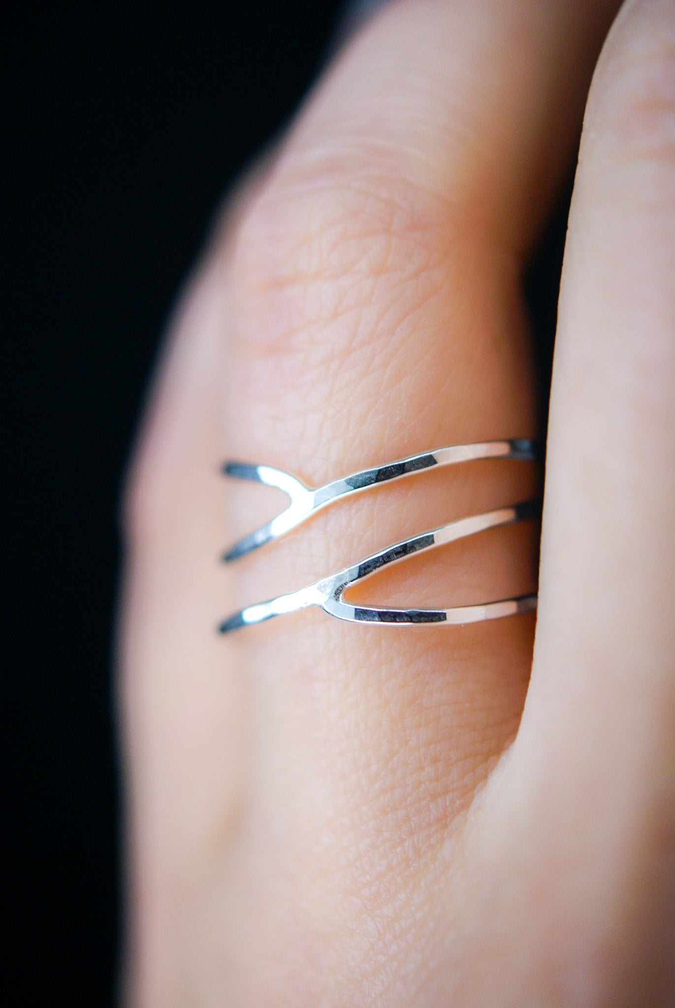 Small Curved Wraparound Ring, Sterling Silver