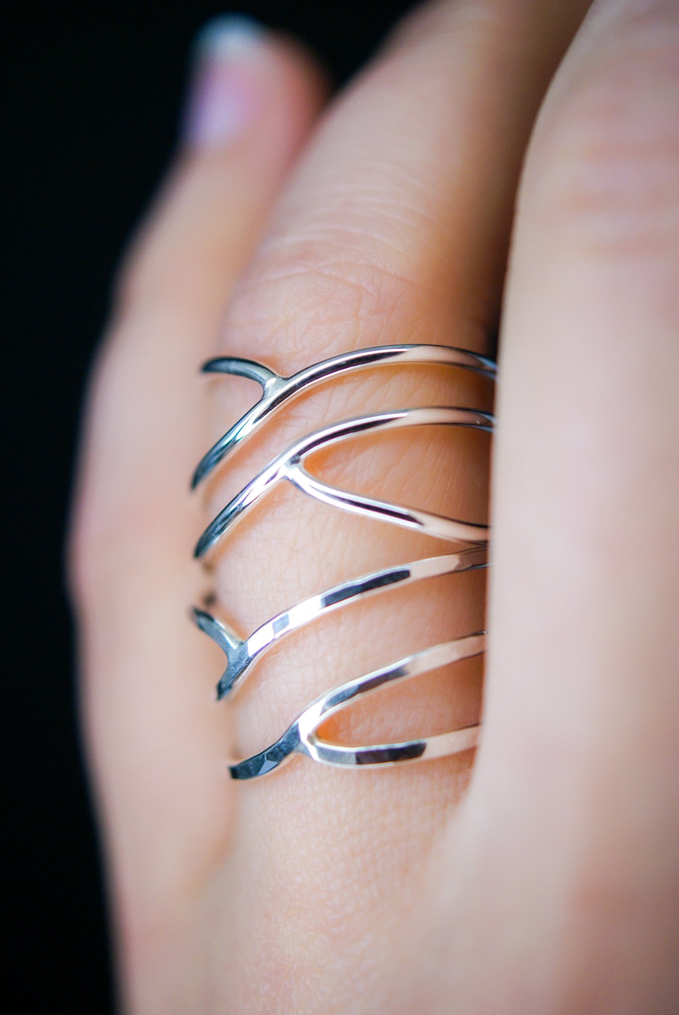 Small Curved Wraparound Ring, Sterling Silver
