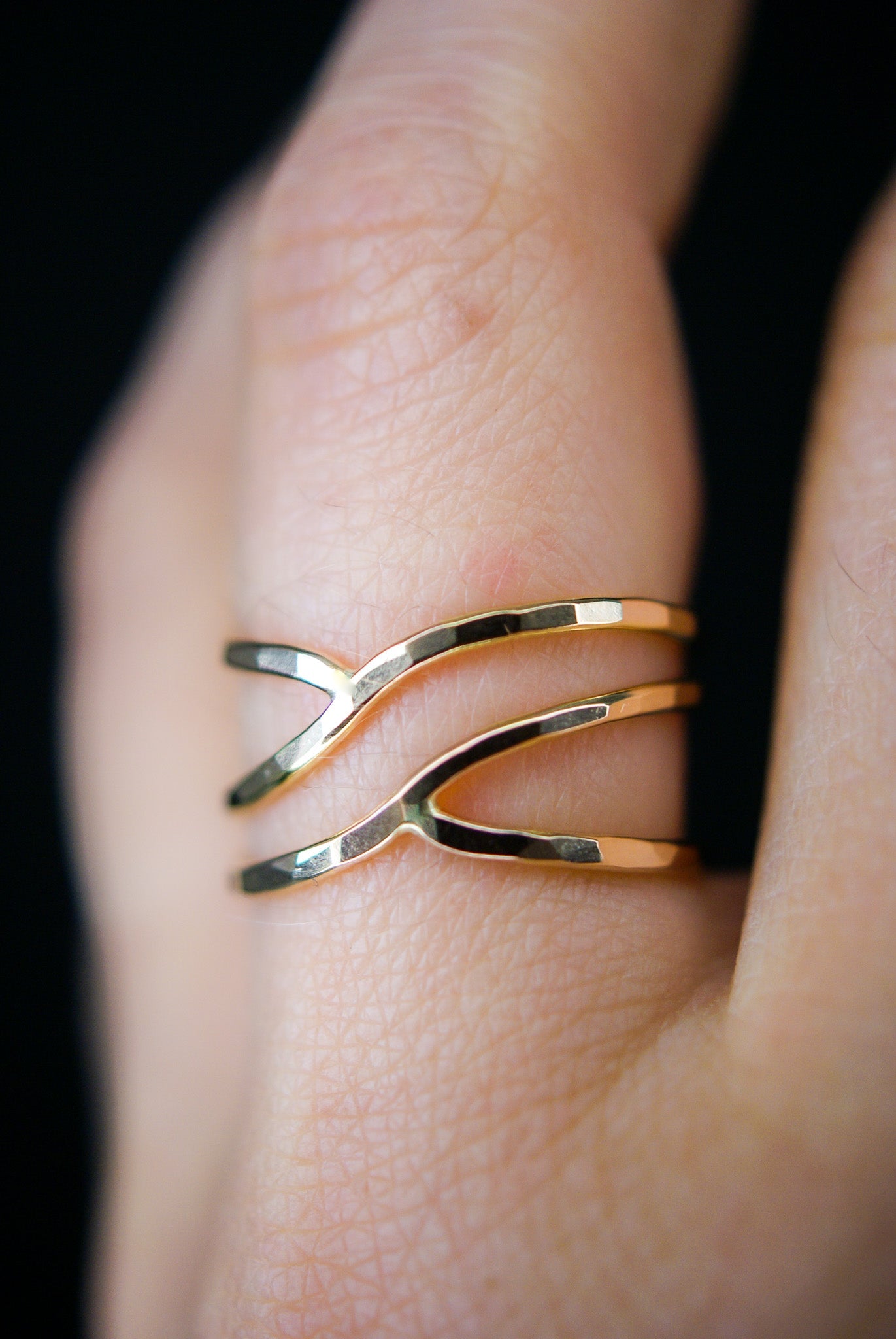 Small Curved Wraparound Ring, Solid 14K Gold