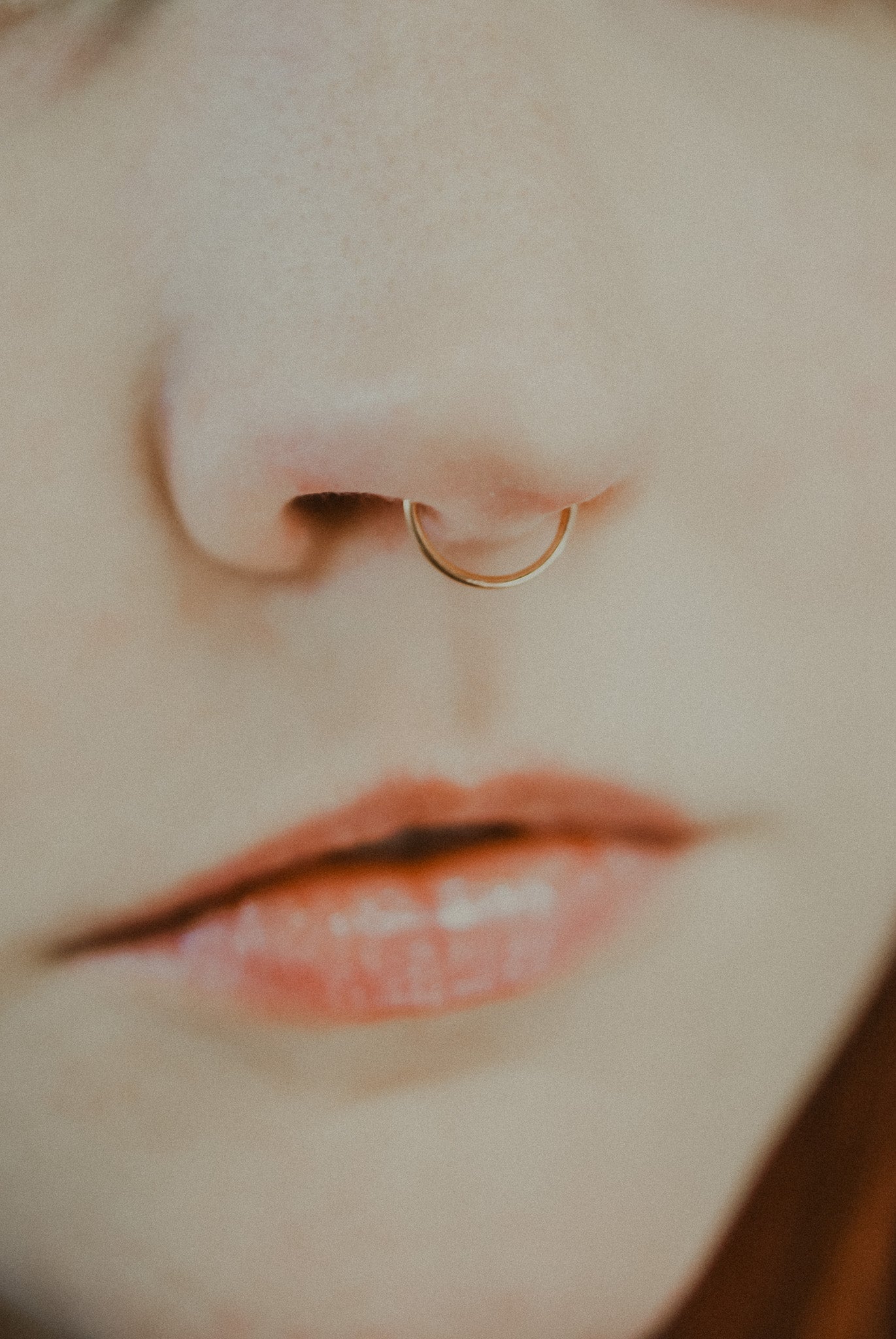Nose Hoop Rose Gold Lip Ring 20 Gauge Sparkly Diamond Cut Seamless