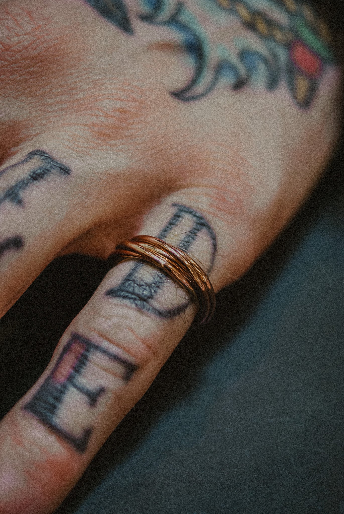Thin Interlocking Set of 5 Rings, 14K Rose Gold Fill