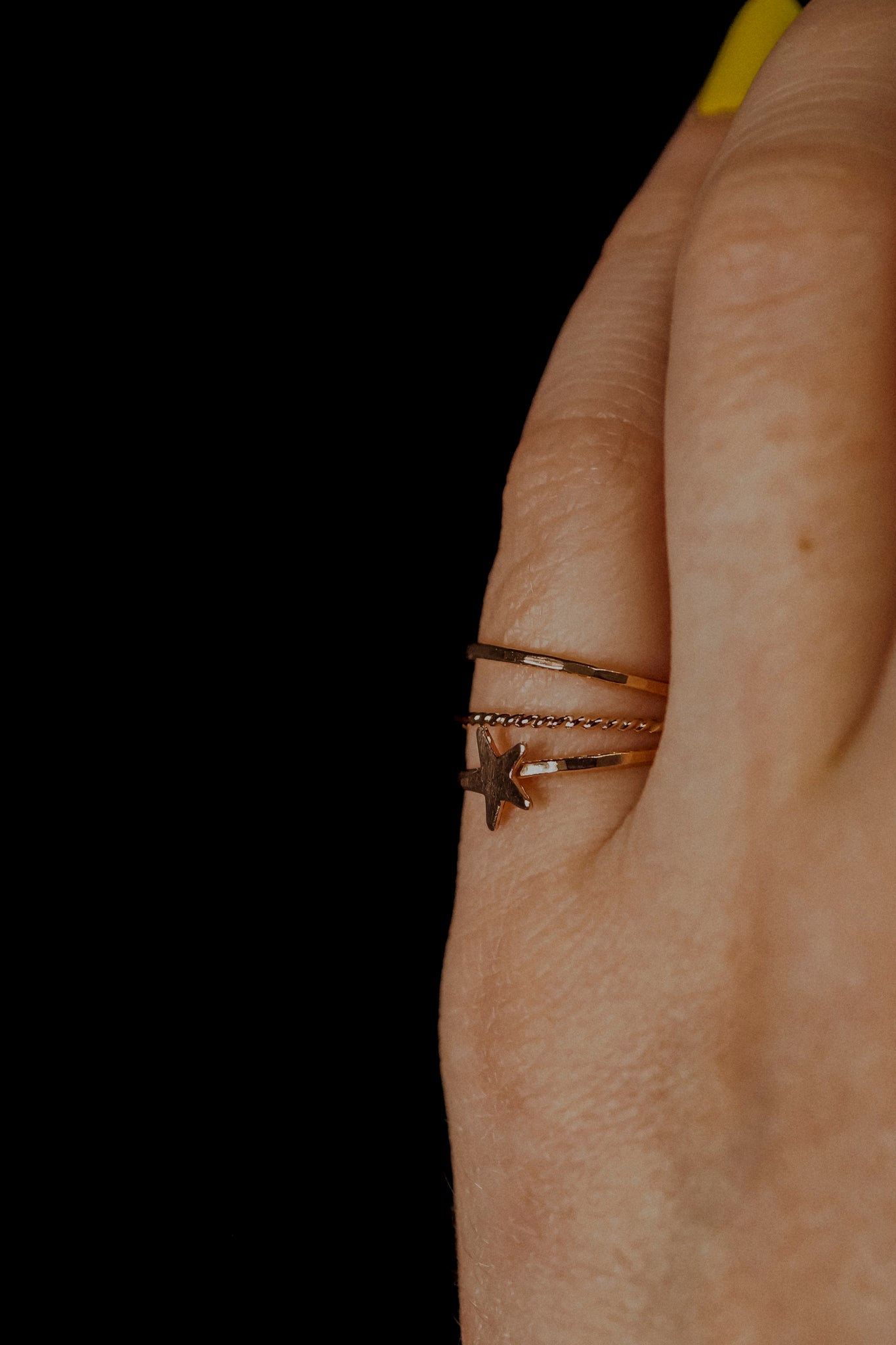 Star Set of 3 Stacking Rings, 14K Rose Gold Fill
