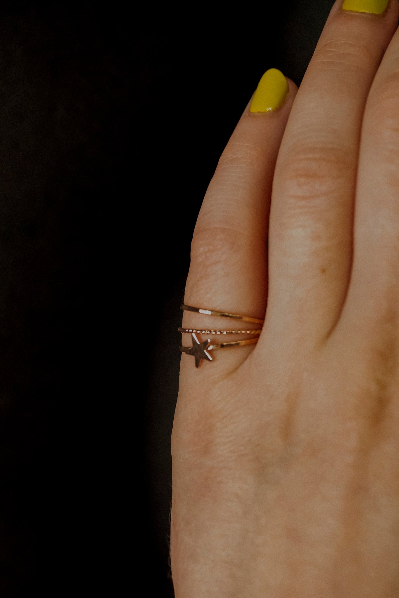 Star Set of 3 Stacking Rings, 14K Rose Gold Fill