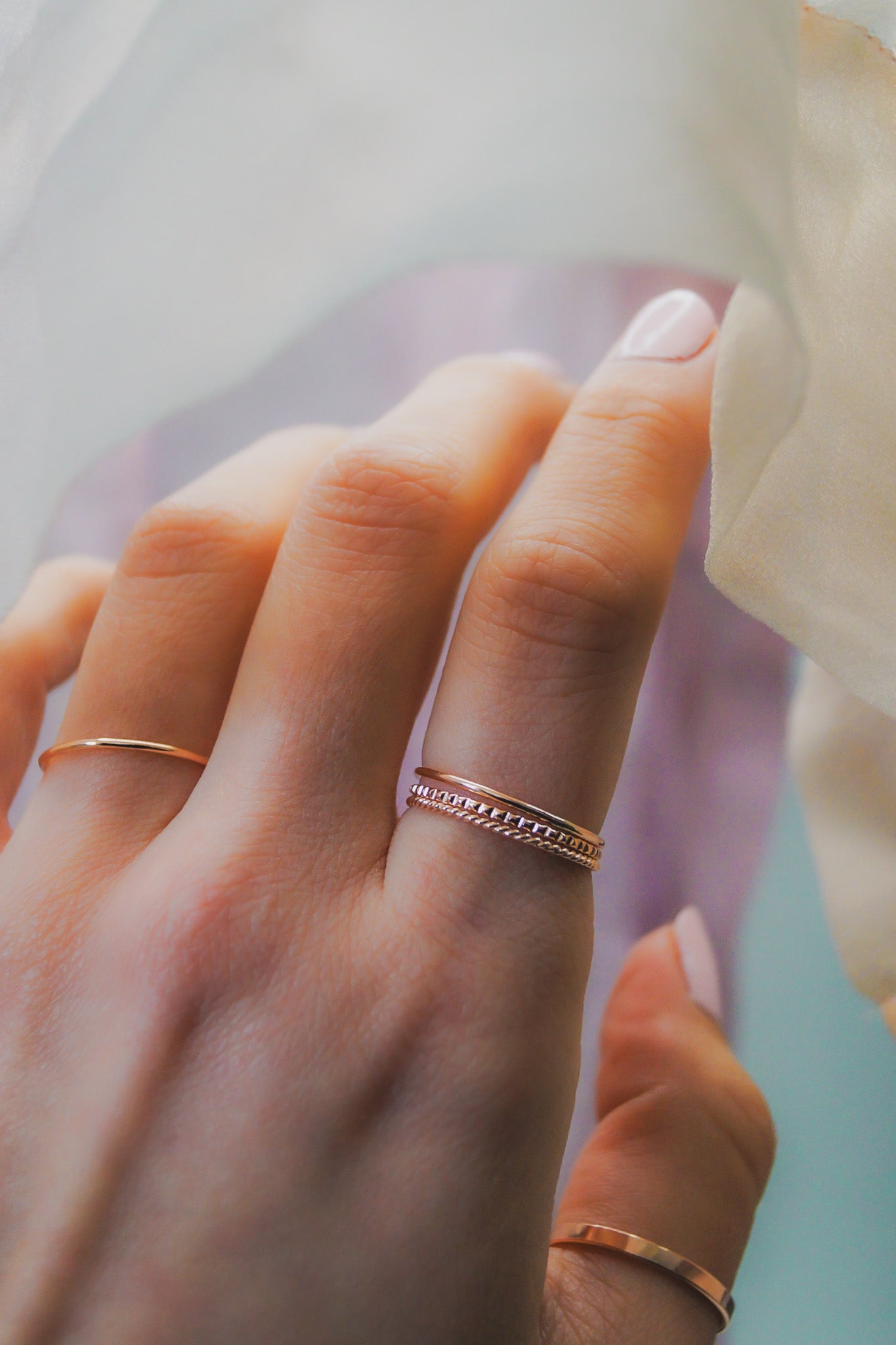 Lined Ring, 14K Rose Gold Fill
