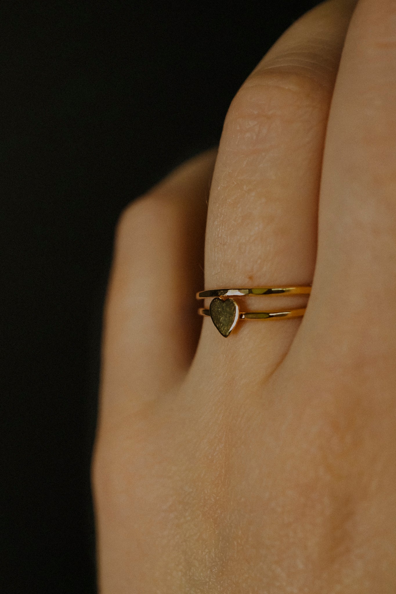 Heart Set of 2 Stacking Rings, 14K Gold Fill
