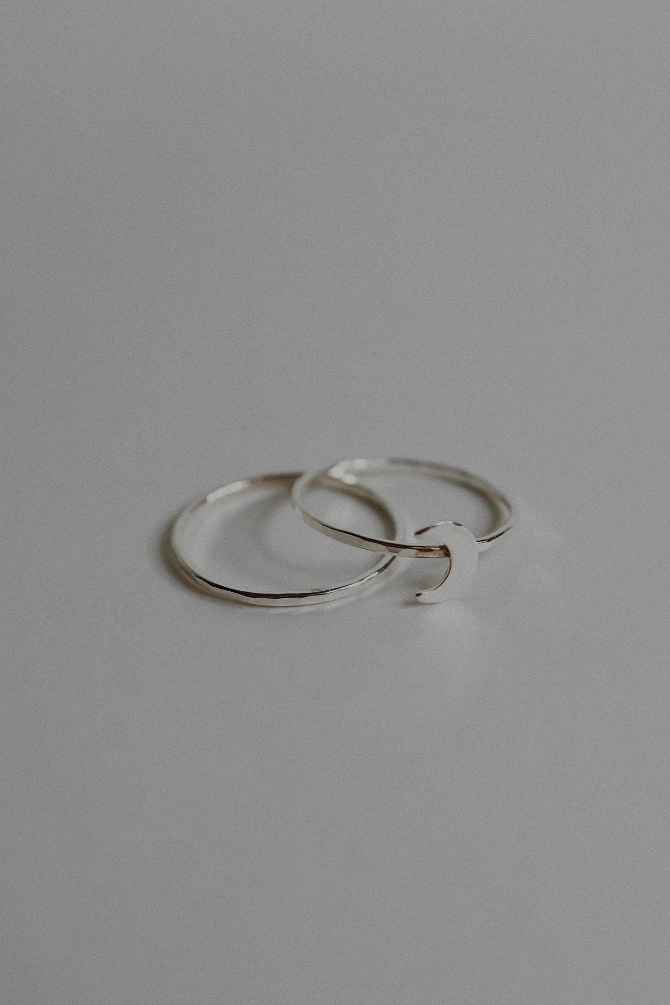 Moon Set of 2 Stacking Rings, Sterling Silver