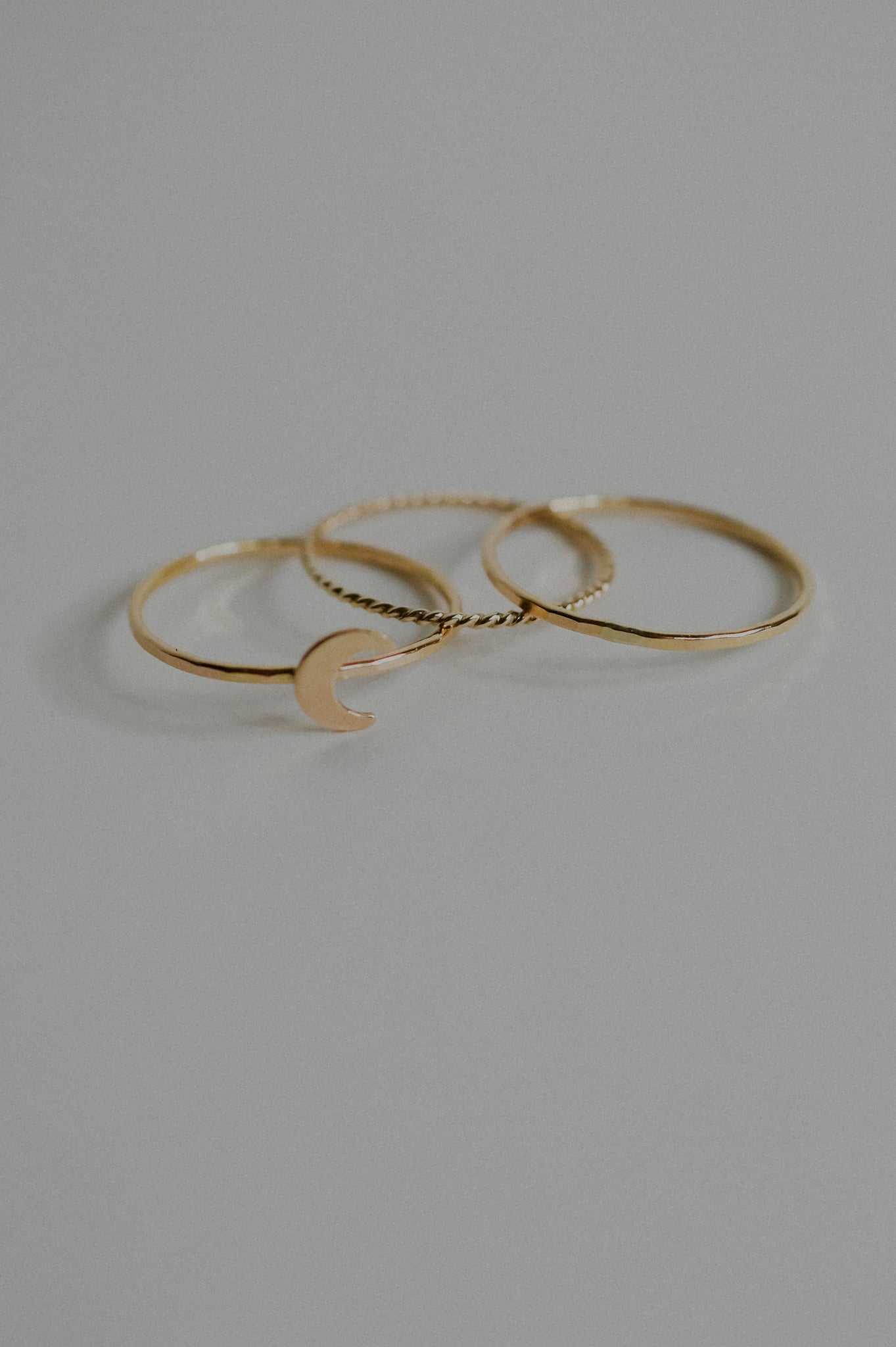 Moon Set of 3 Stacking Rings, 14K Gold Fill