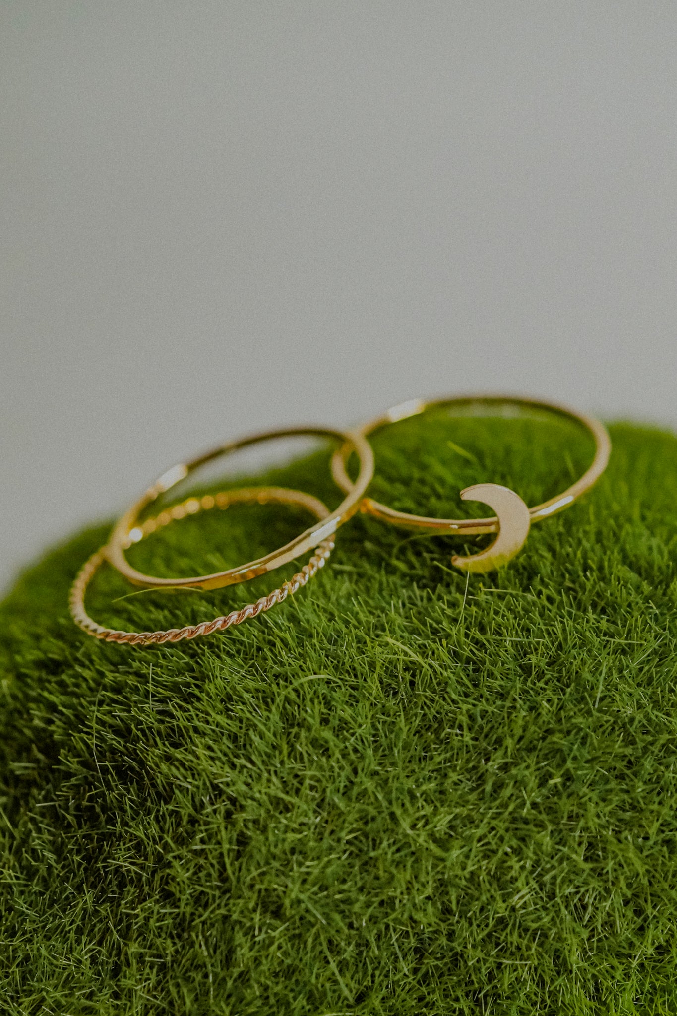Moon Set of 3 Stacking Rings, 14K Gold Fill