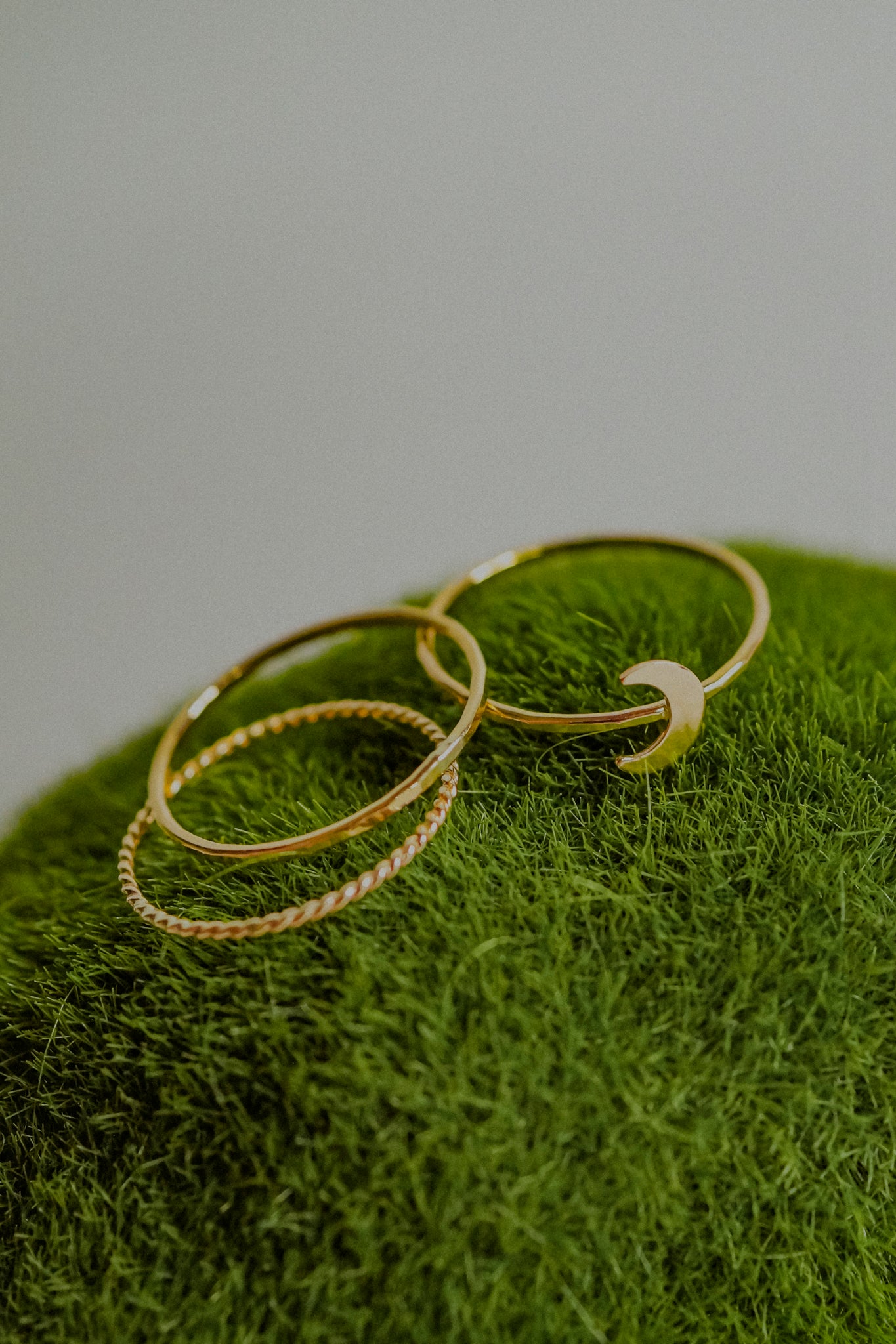 Moon Set of 3 Stacking Rings, 14K Gold Fill