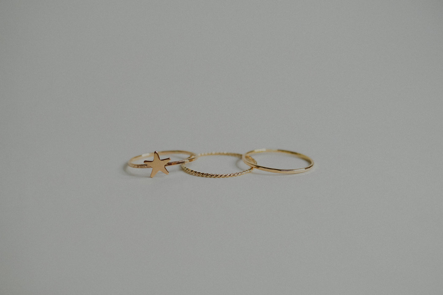 Star Set of 3 Stacking Rings, 14K Gold Fill