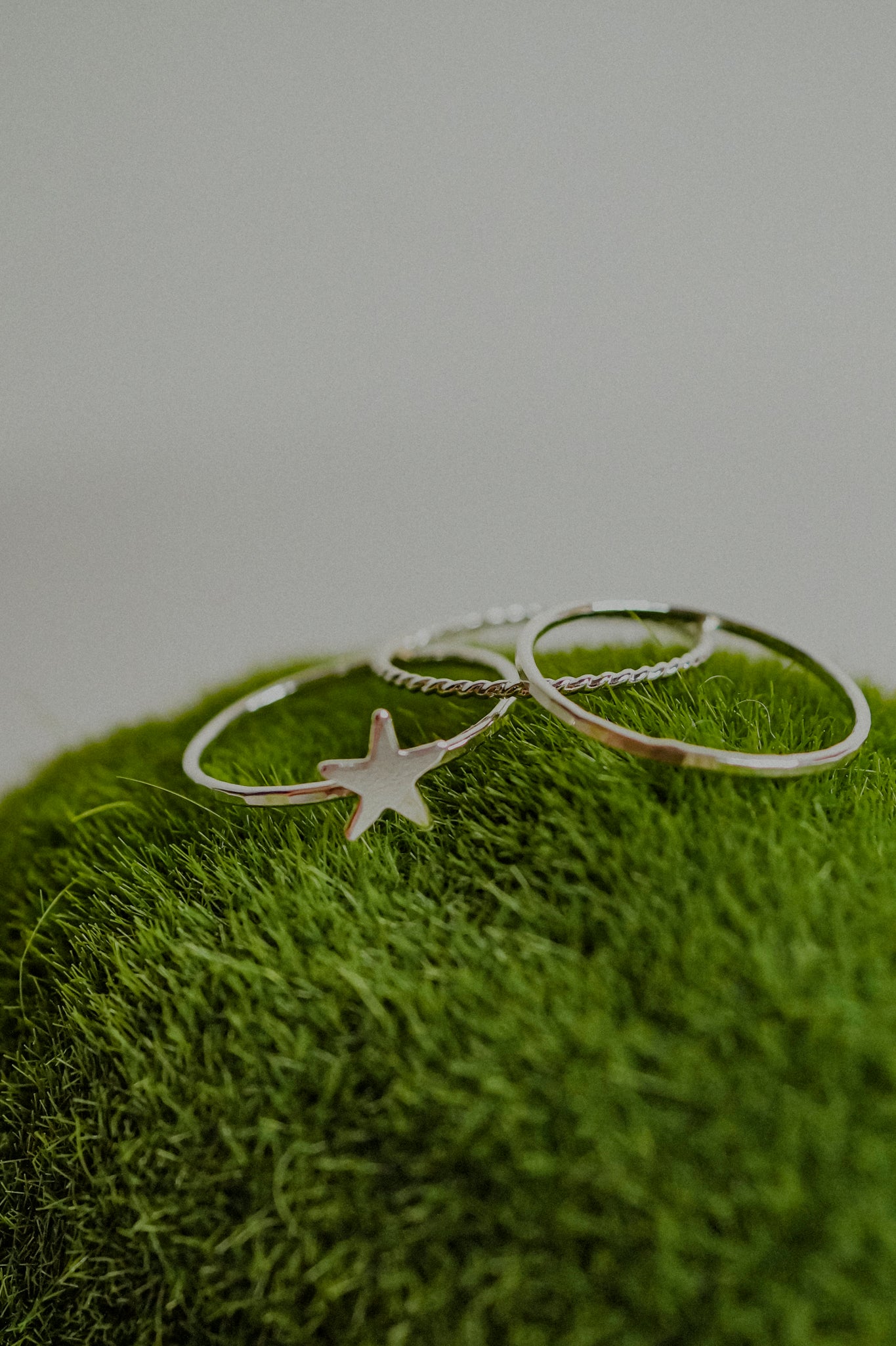 Star Set of 3 Stacking Rings, Sterling Silver