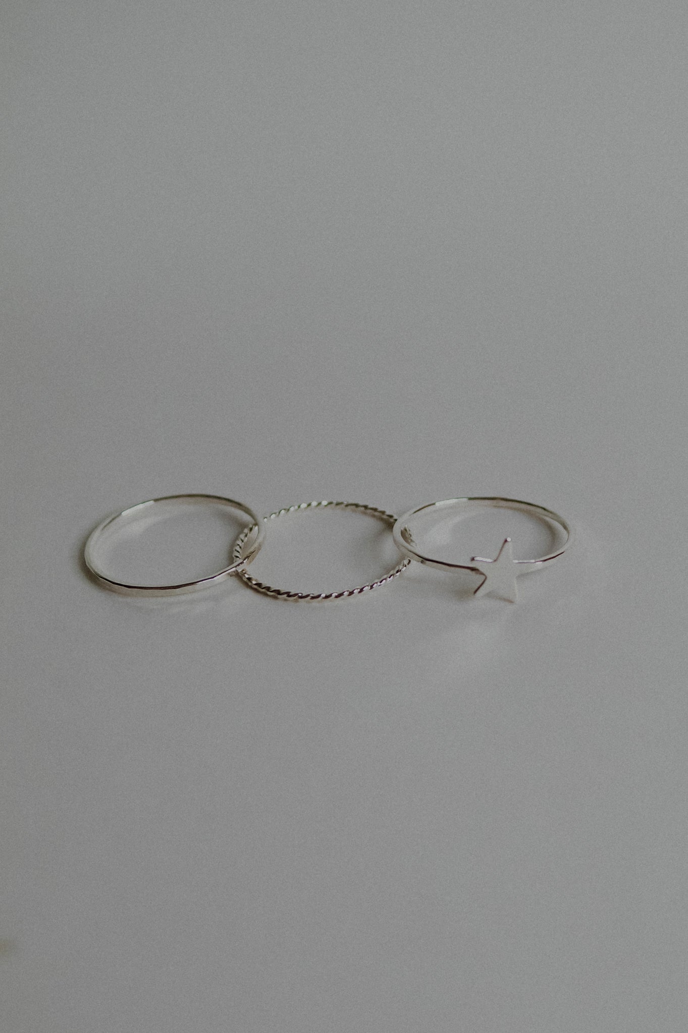 Star Set of 3 Stacking Rings, Sterling Silver