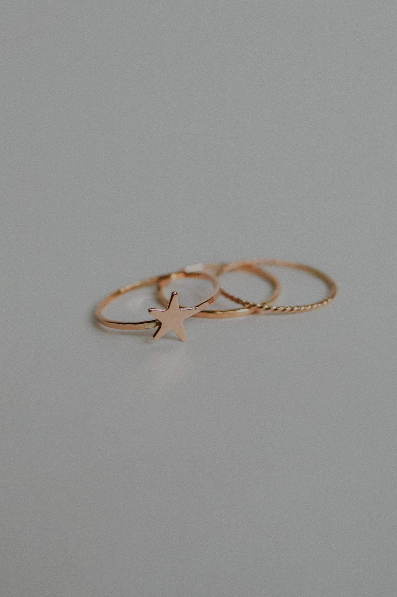 Star Set of 3 Stacking Rings, 14K Rose Gold Fill