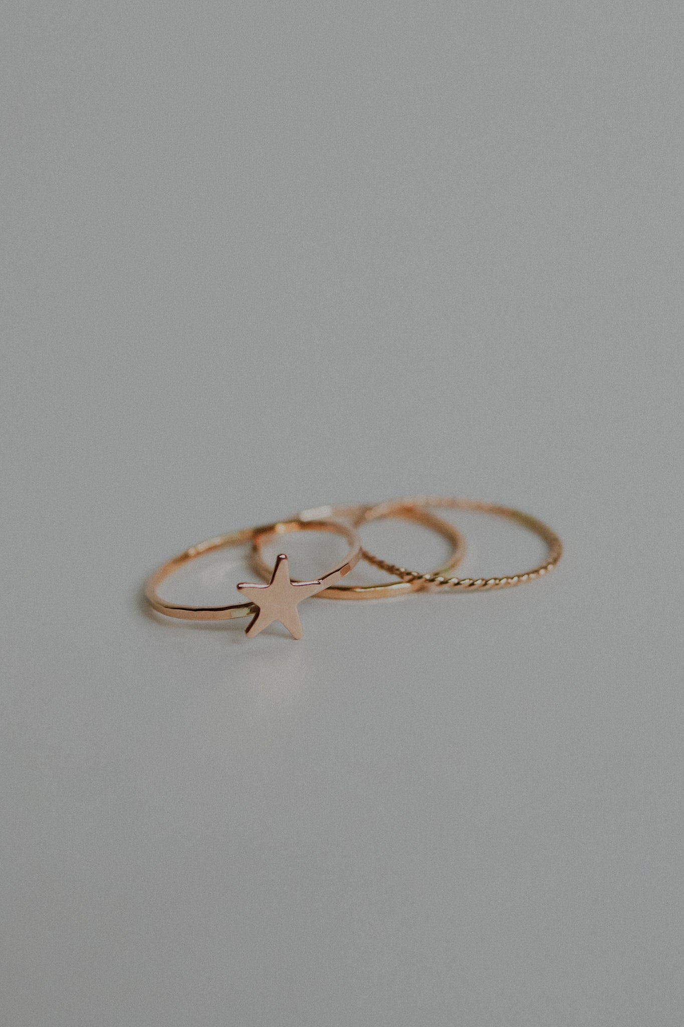 Star Set of 3 Stacking Rings, 14K Rose Gold Fill