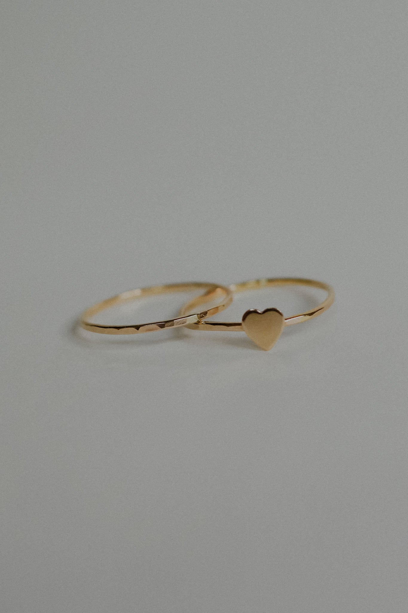 Heart Set of 2 Stacking Rings, 14K Gold Fill