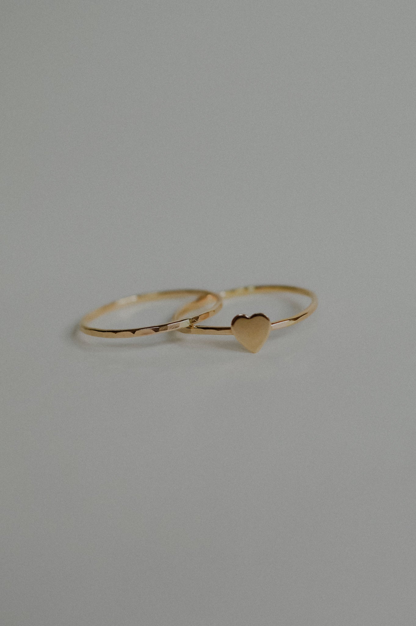 Heart Set of 2 Stacking Rings, 14K Gold Fill