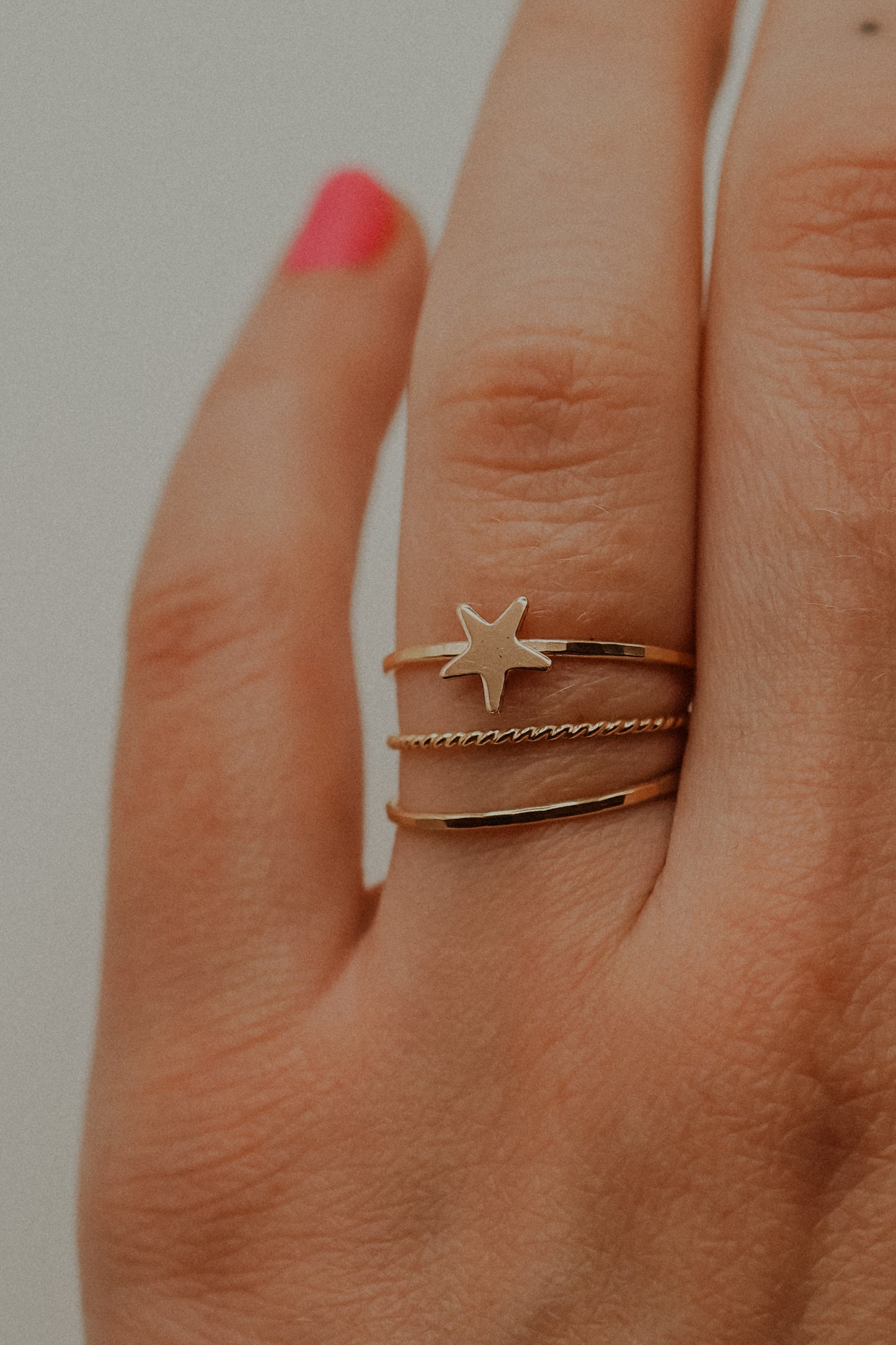 Star Set of 3 Stacking Rings, 14K Gold Fill