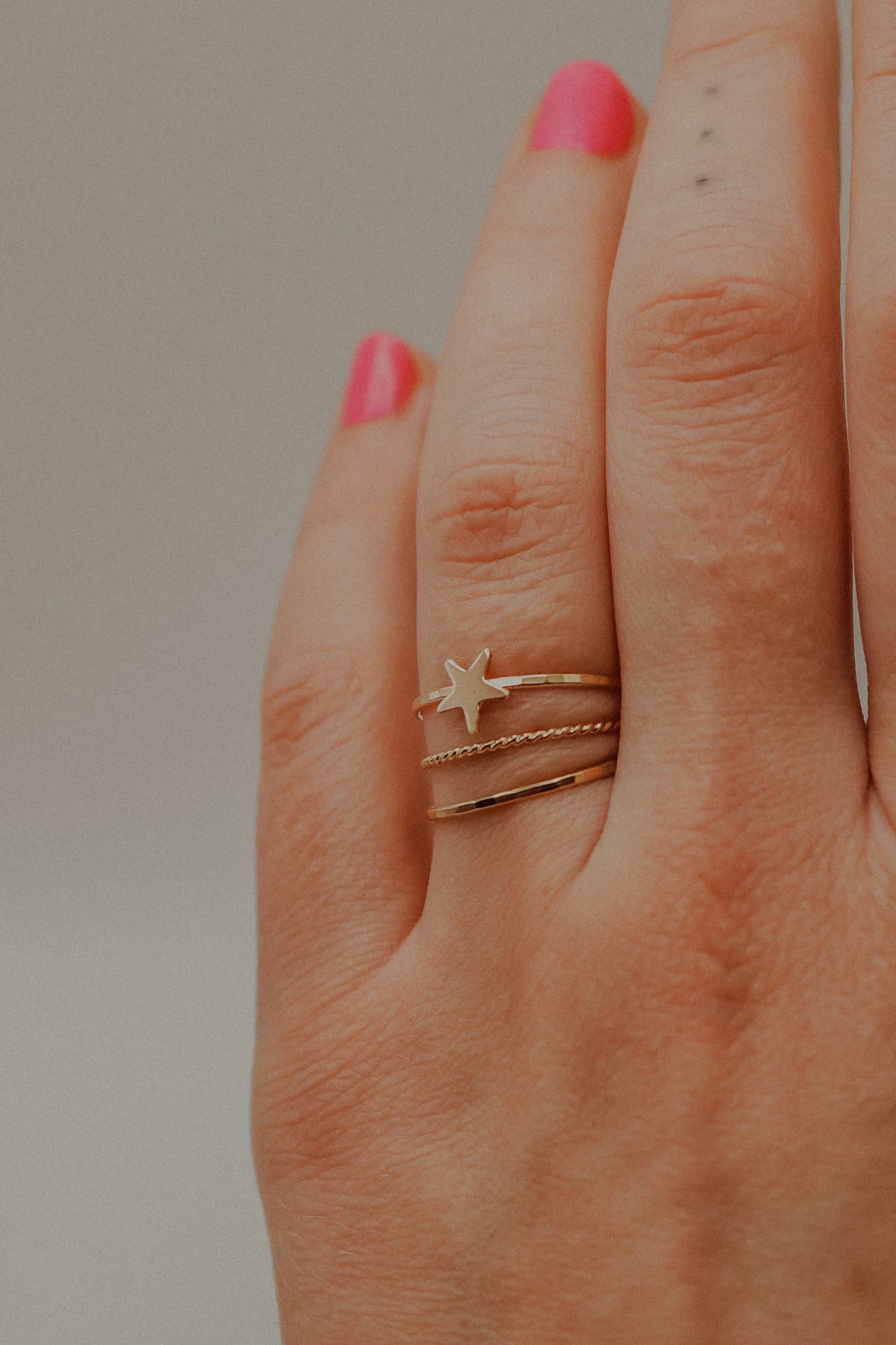 Star Set of 3 Stacking Rings, 14K Gold Fill