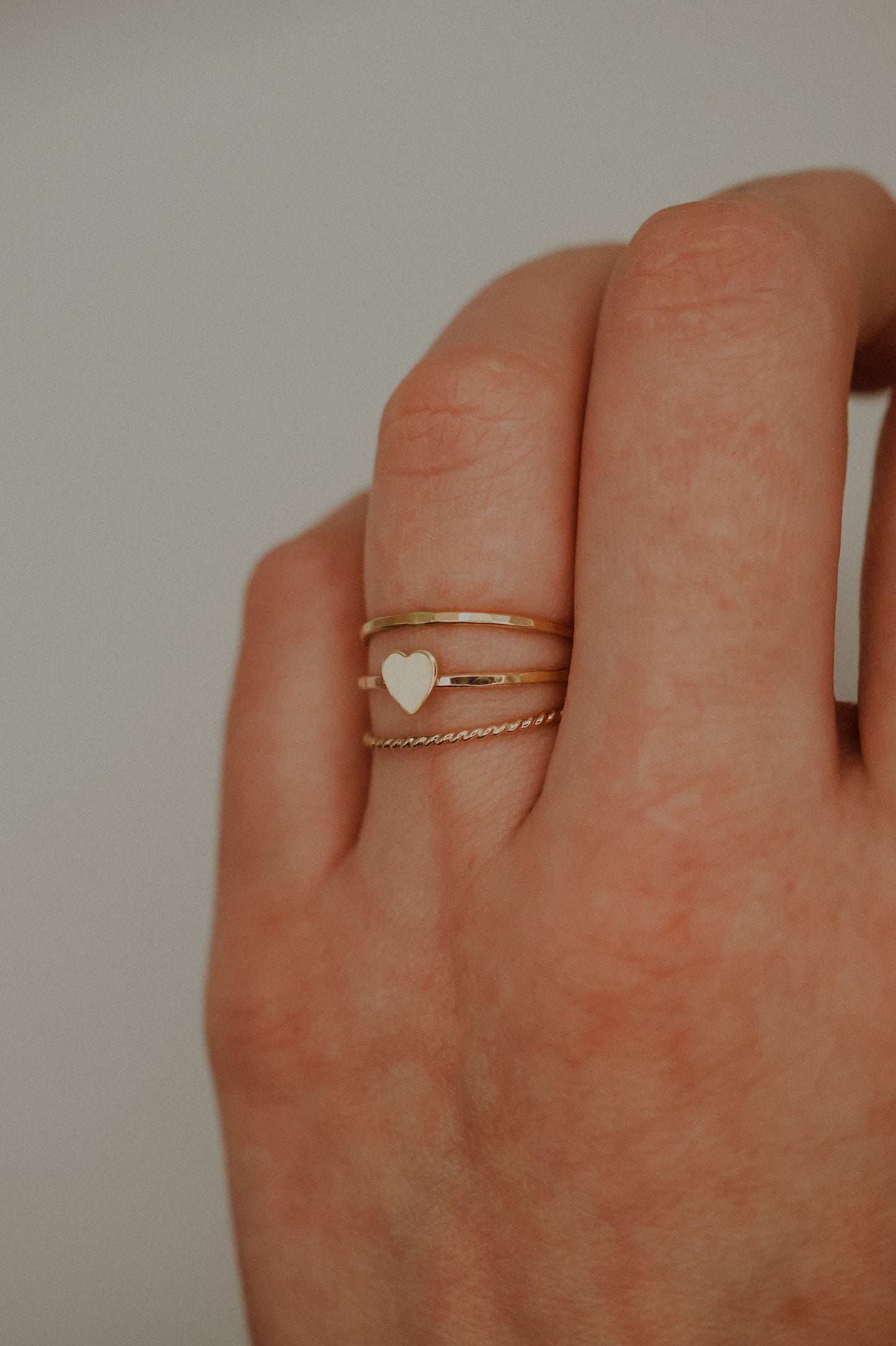 Heart Set of 3 Stacking Rings, 14K Gold Fill