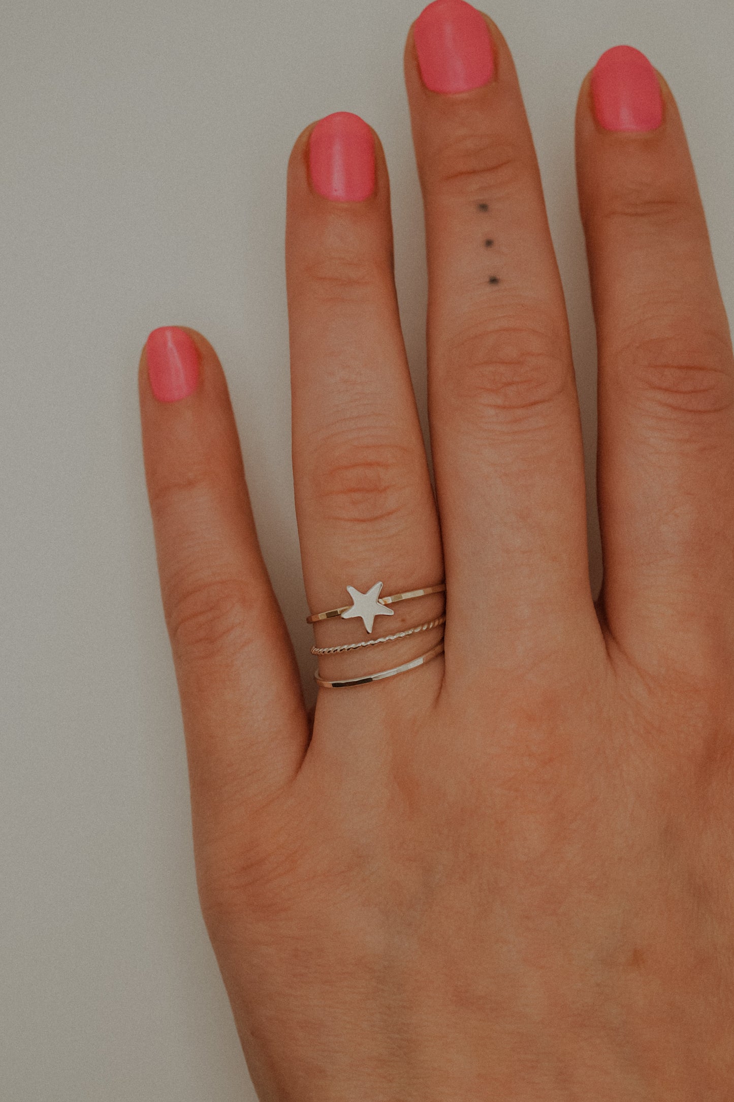 Star Set of 3 Stacking Rings, Sterling Silver