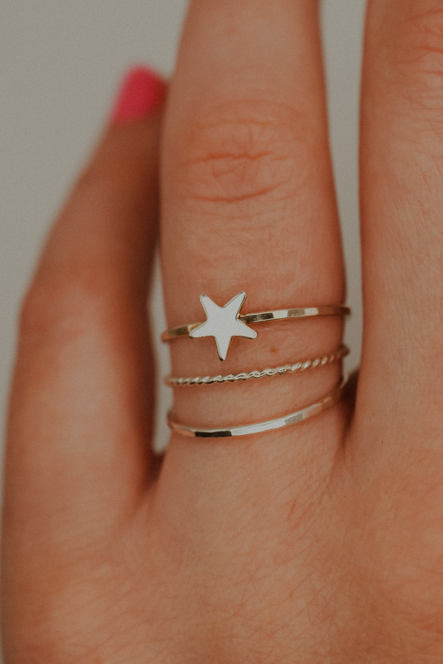 Star Set of 3 Stacking Rings, Sterling Silver