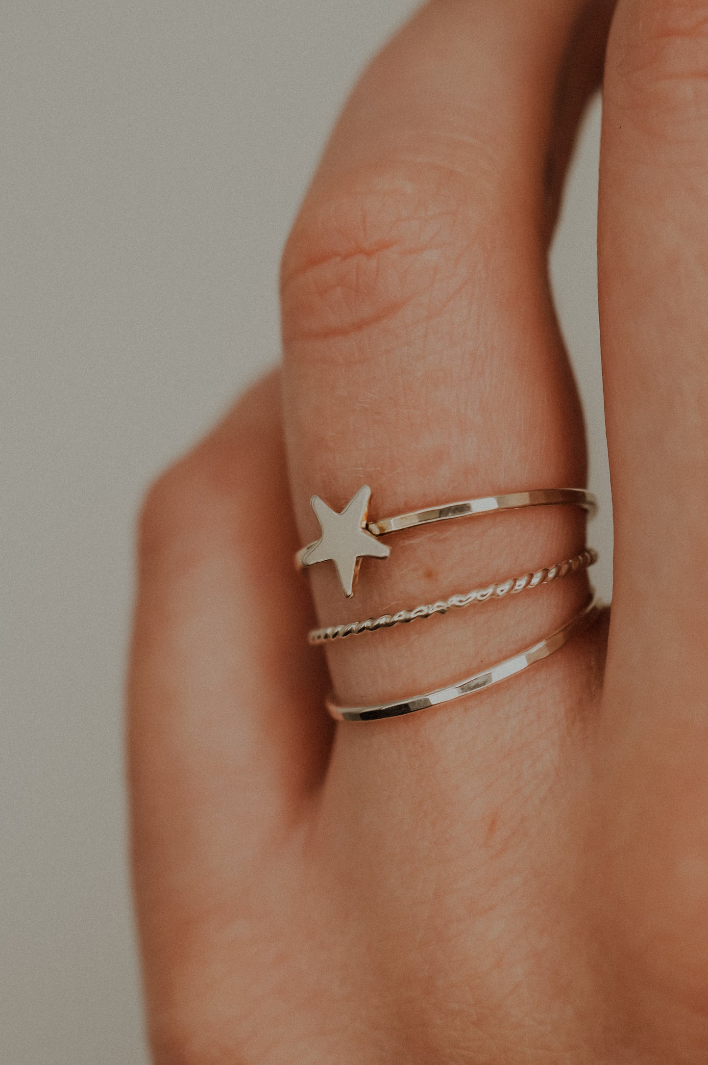 Star Set of 3 Stacking Rings, Sterling Silver