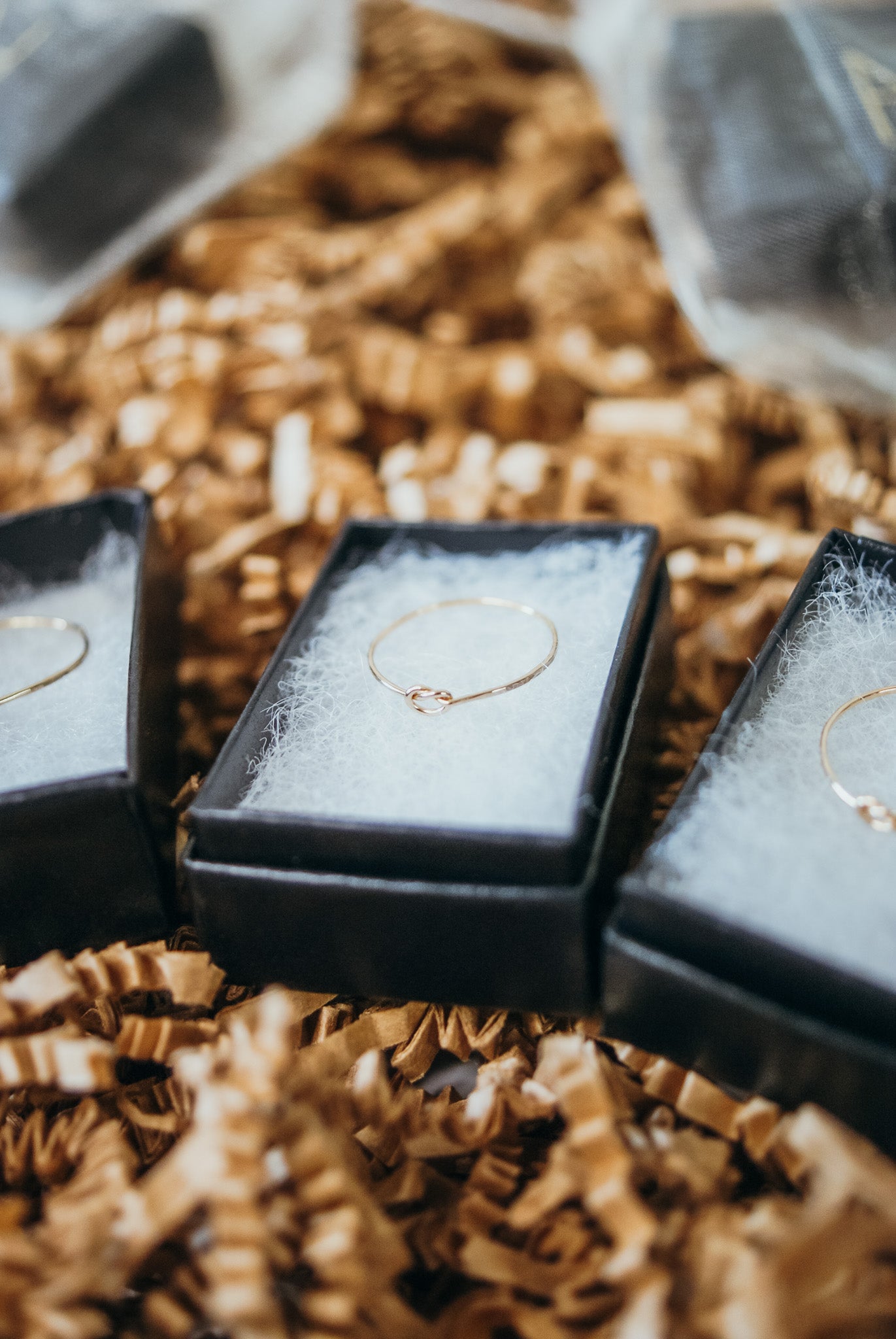 Bridesmaid Set of Open Knot Rings, 14K Gold Fill