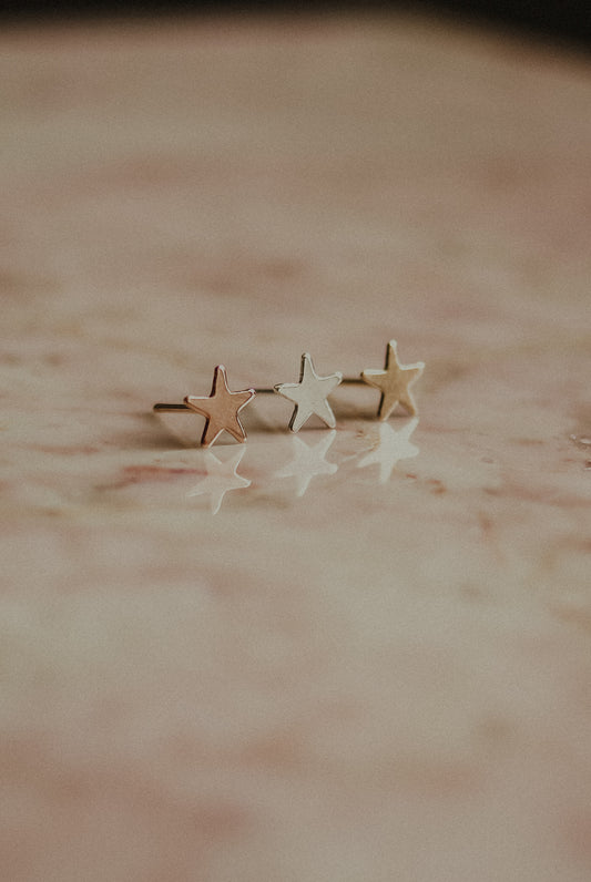 Star Stud Earrings, Gold Fill, Rose Gold Fill or Sterling Silver