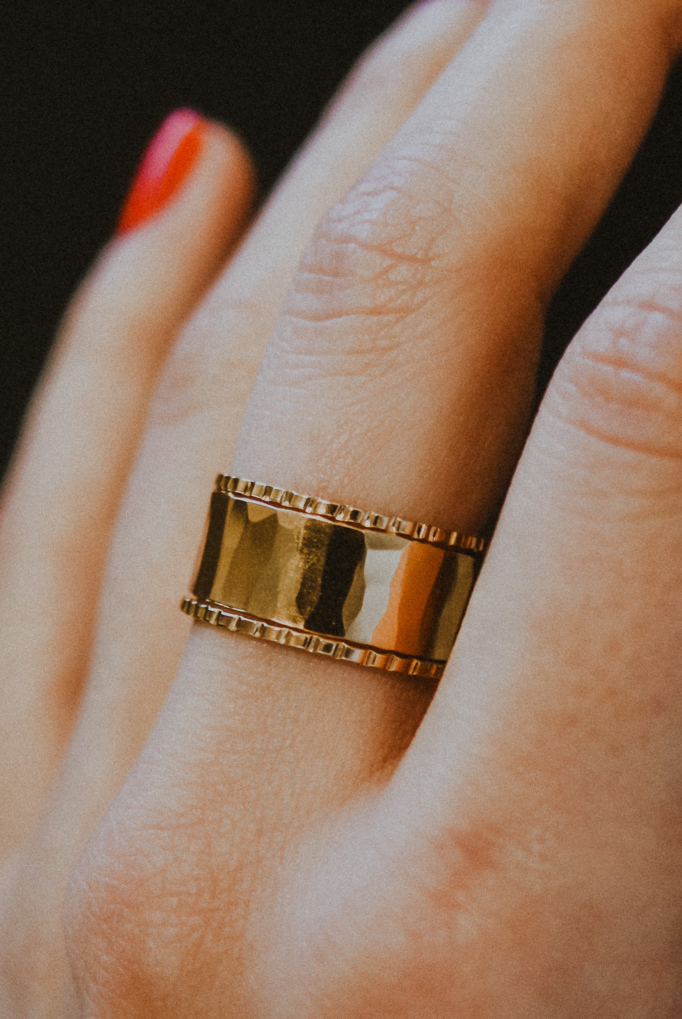 Wide Half Lined Set of 3 Stacking Rings, Gold Fill, Rose Gold Fill or Sterling Silver