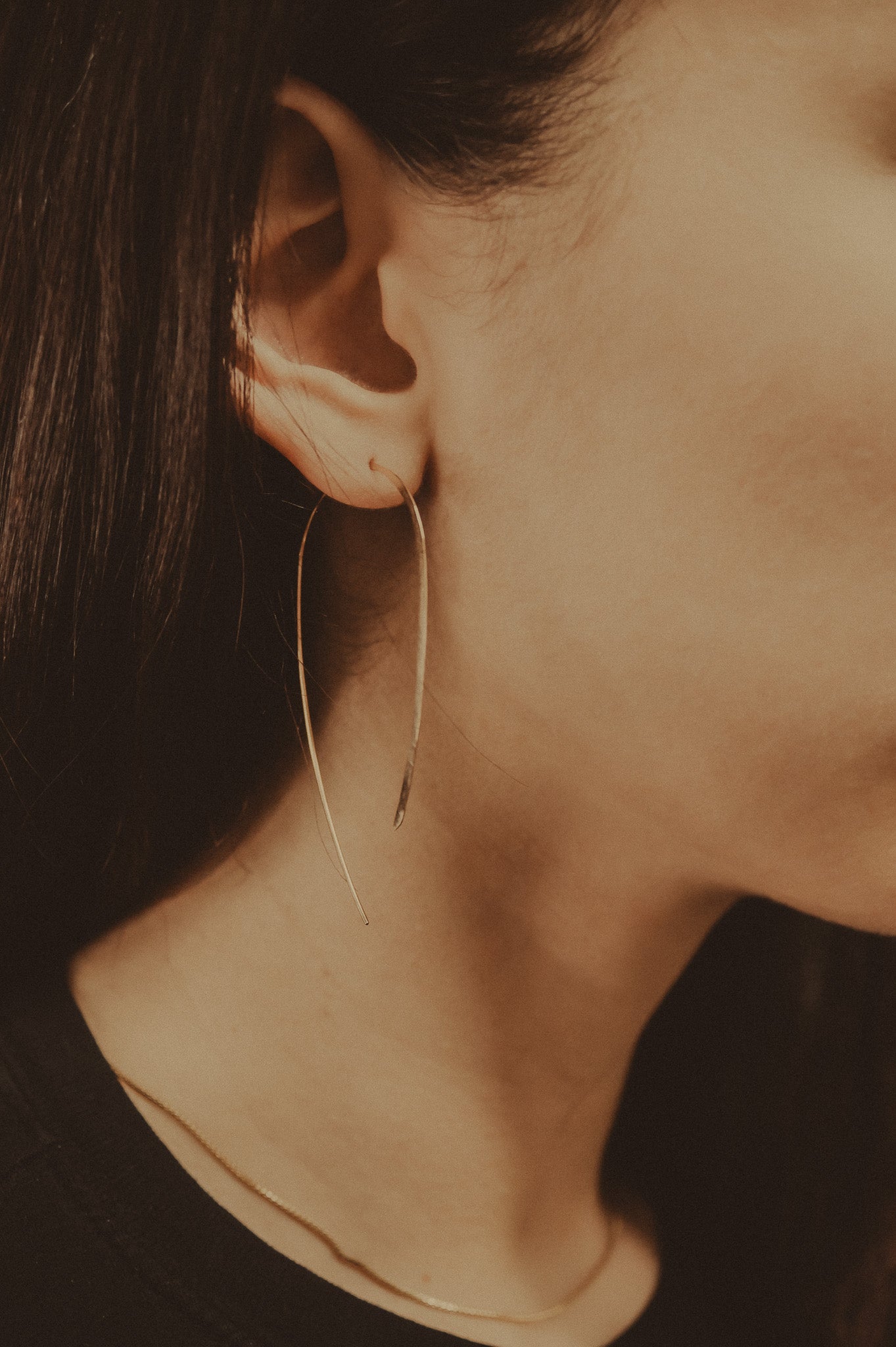 U-Shaped Threader Hoop Earrings in Solid 14K Gold, Rose or White Gold