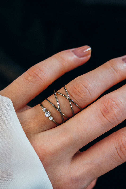 Large Wraparound Ring, Solid 14K White Gold