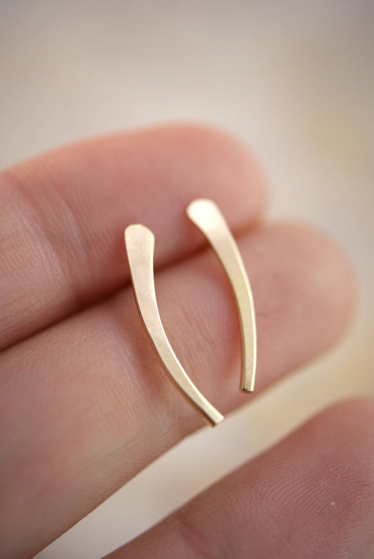 Ear Climber Earring, Solid 14K Gold