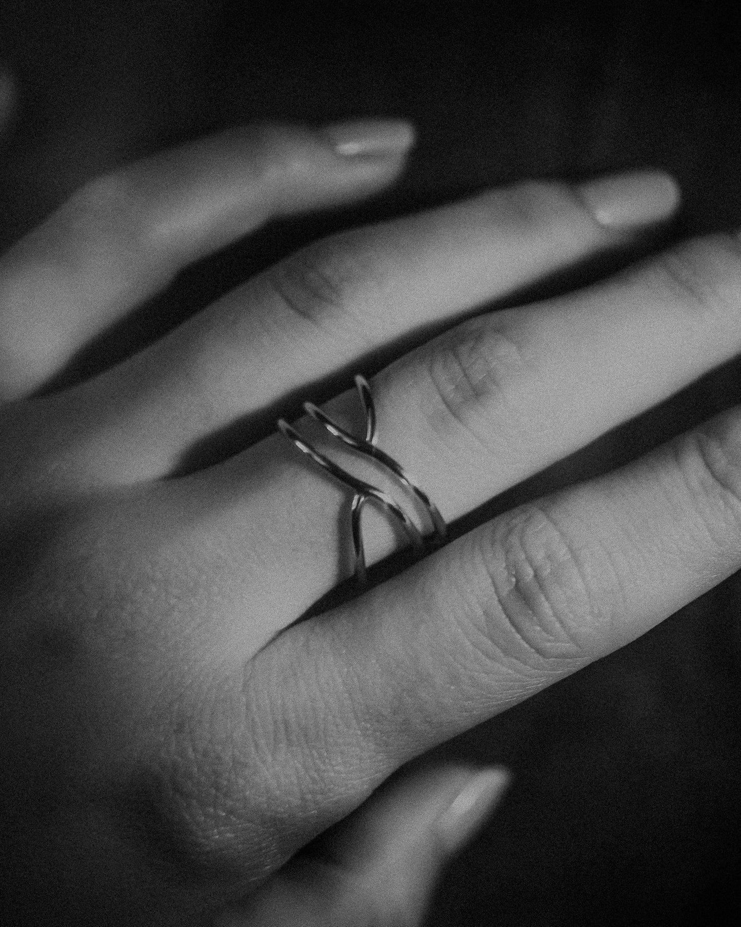 Small Curved Wraparound Ring, Sterling Silver