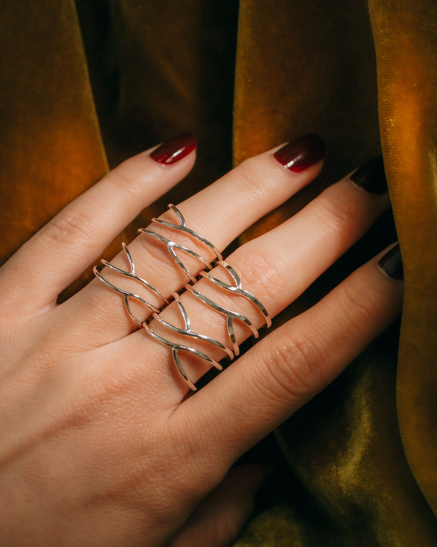 Small Curved Wraparound Ring, Sterling Silver