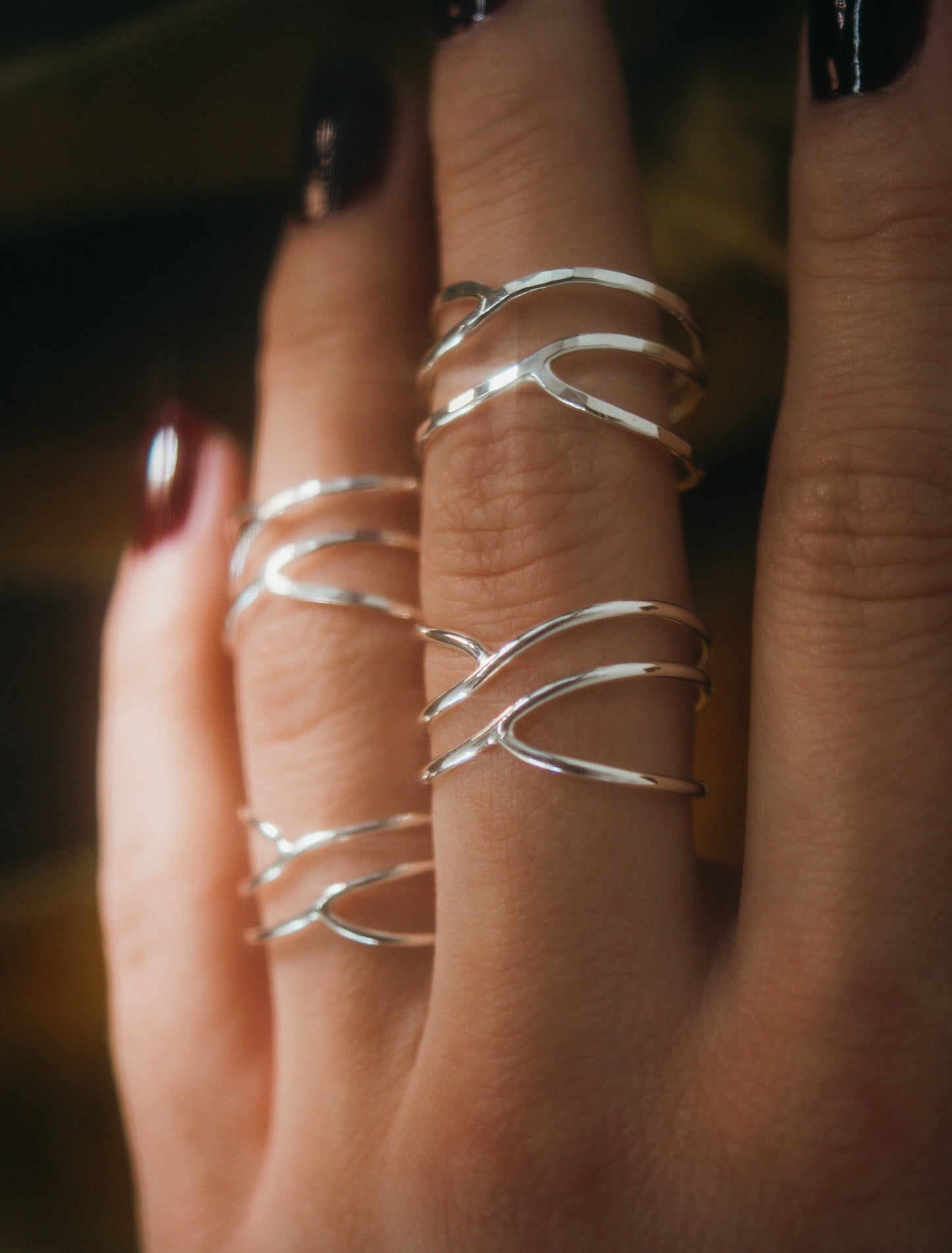 Small Curved Wraparound Ring, Sterling Silver