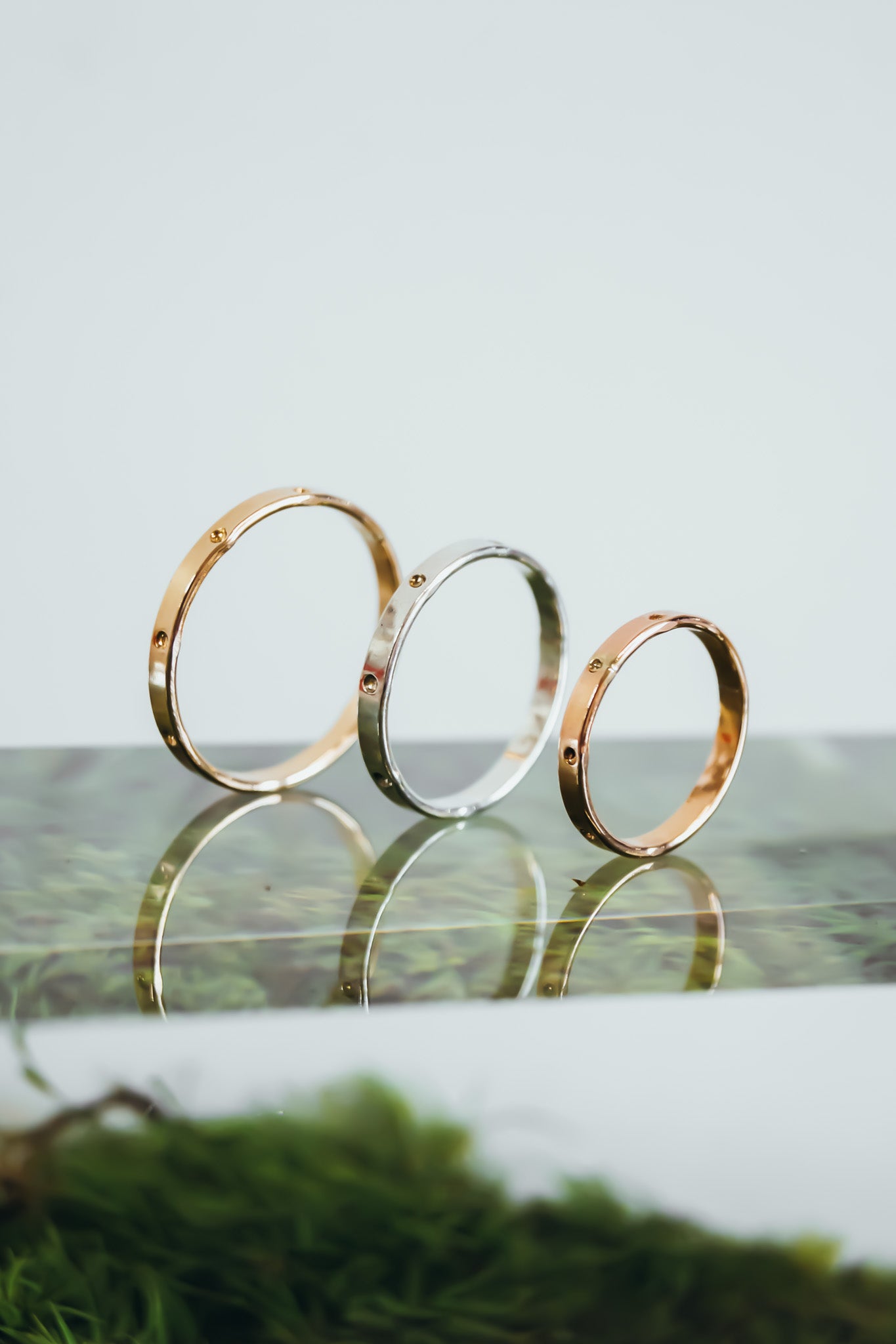 Dotted Mirror Band, Sterling Silver